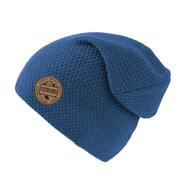Strickmütze mit Fehmarn Patch royalblau