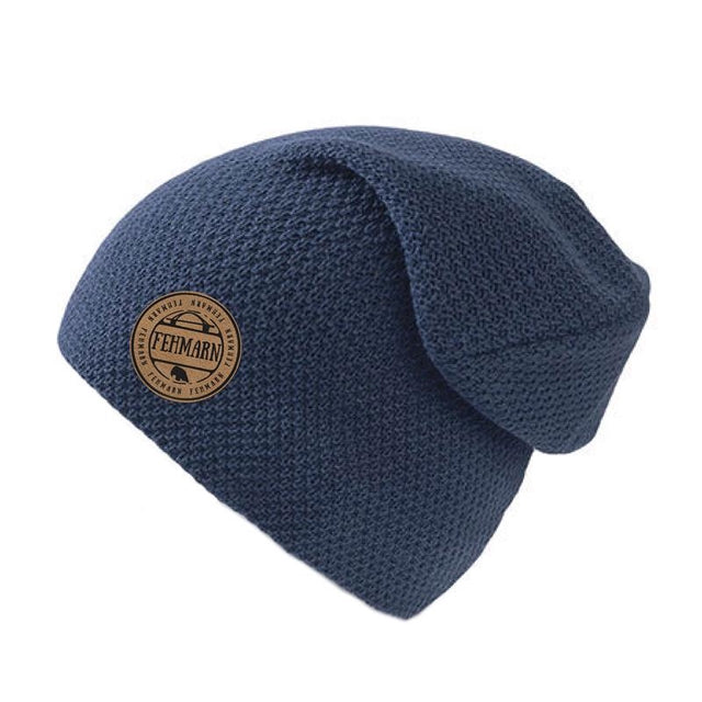 Strickmütze mit Fehmarn Patch dunkelblau