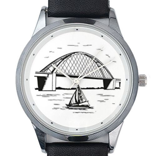 Armbanduhr Brücke Fehmarn schwarz