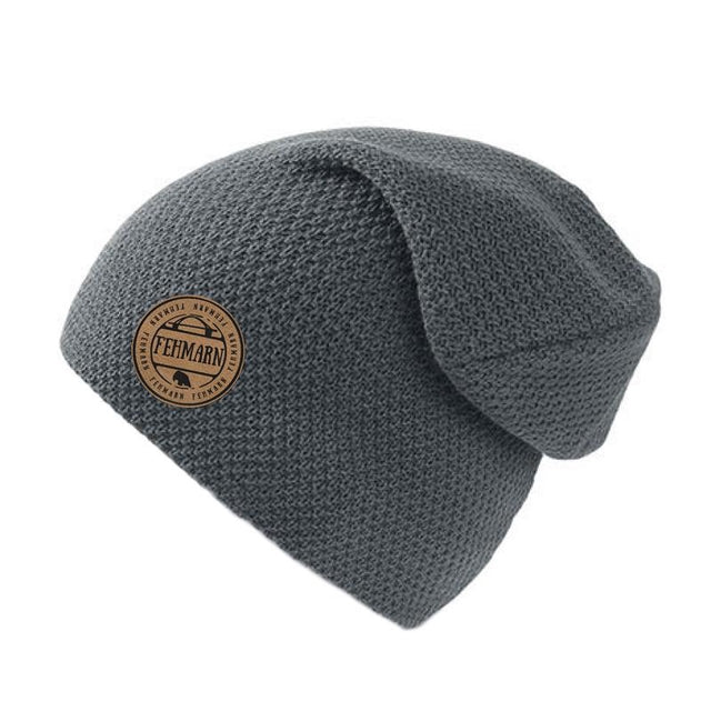 Strickmütze mit Fehmarn Patch mittelgrau