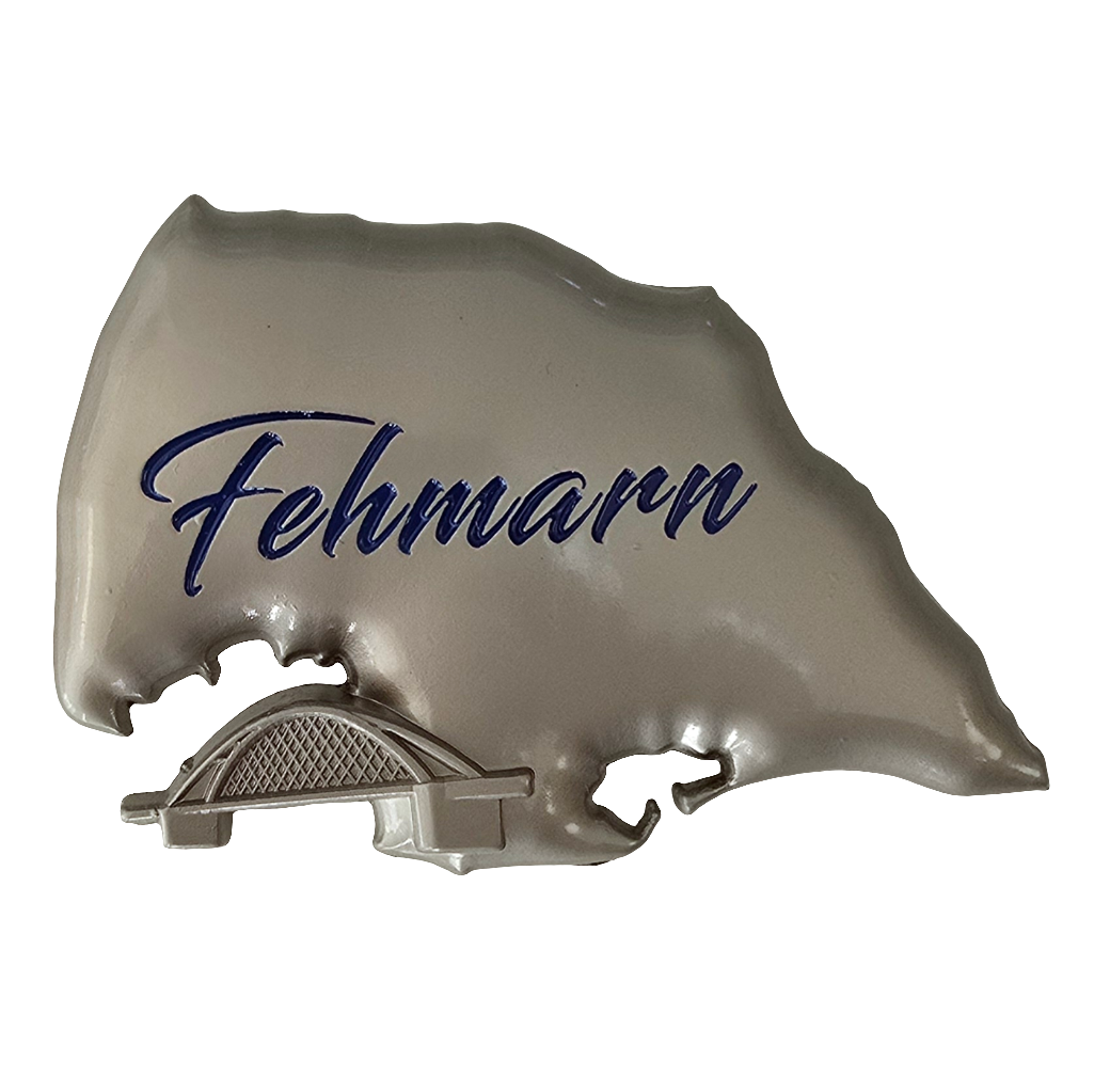 Metall Magnet Fehmarn Umriss mit Brücke