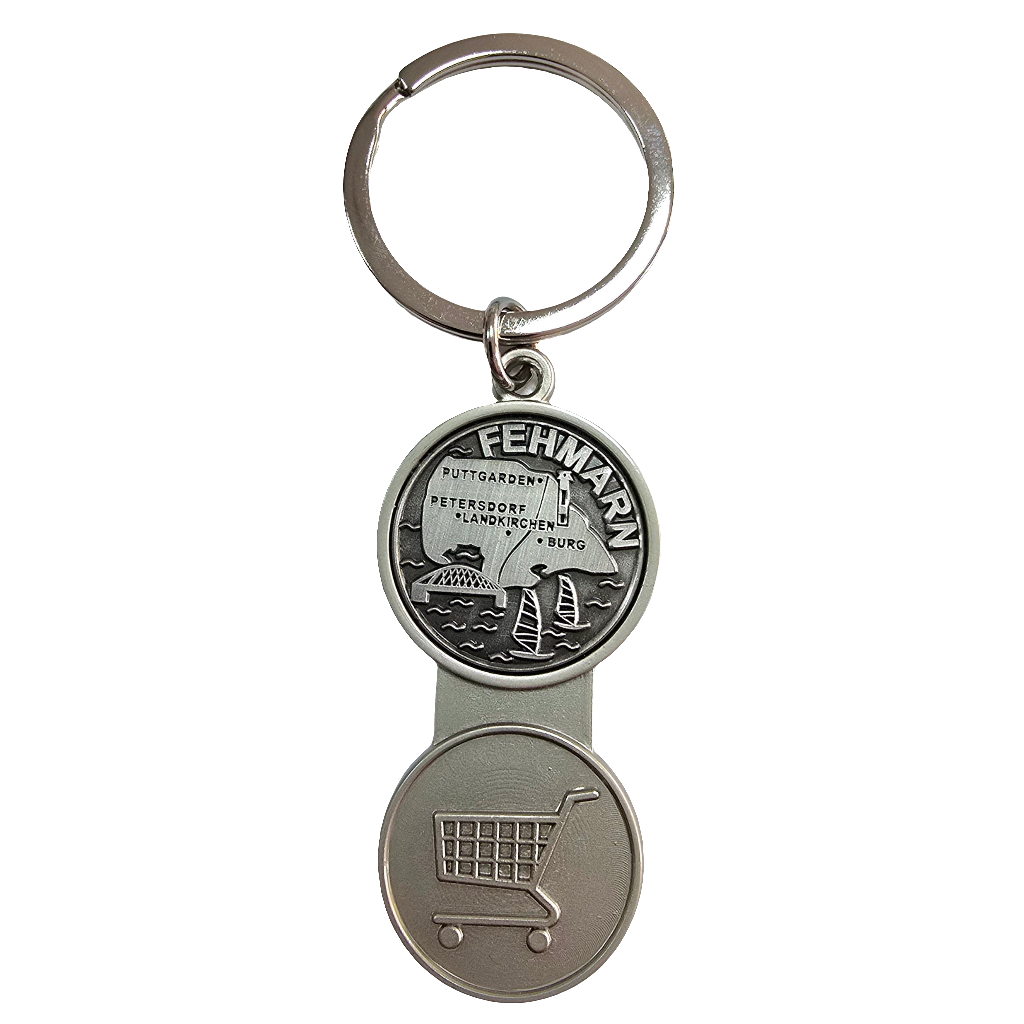 Schlüsselanhänger Einkaufwagenlöser silber Fehmarn Insel