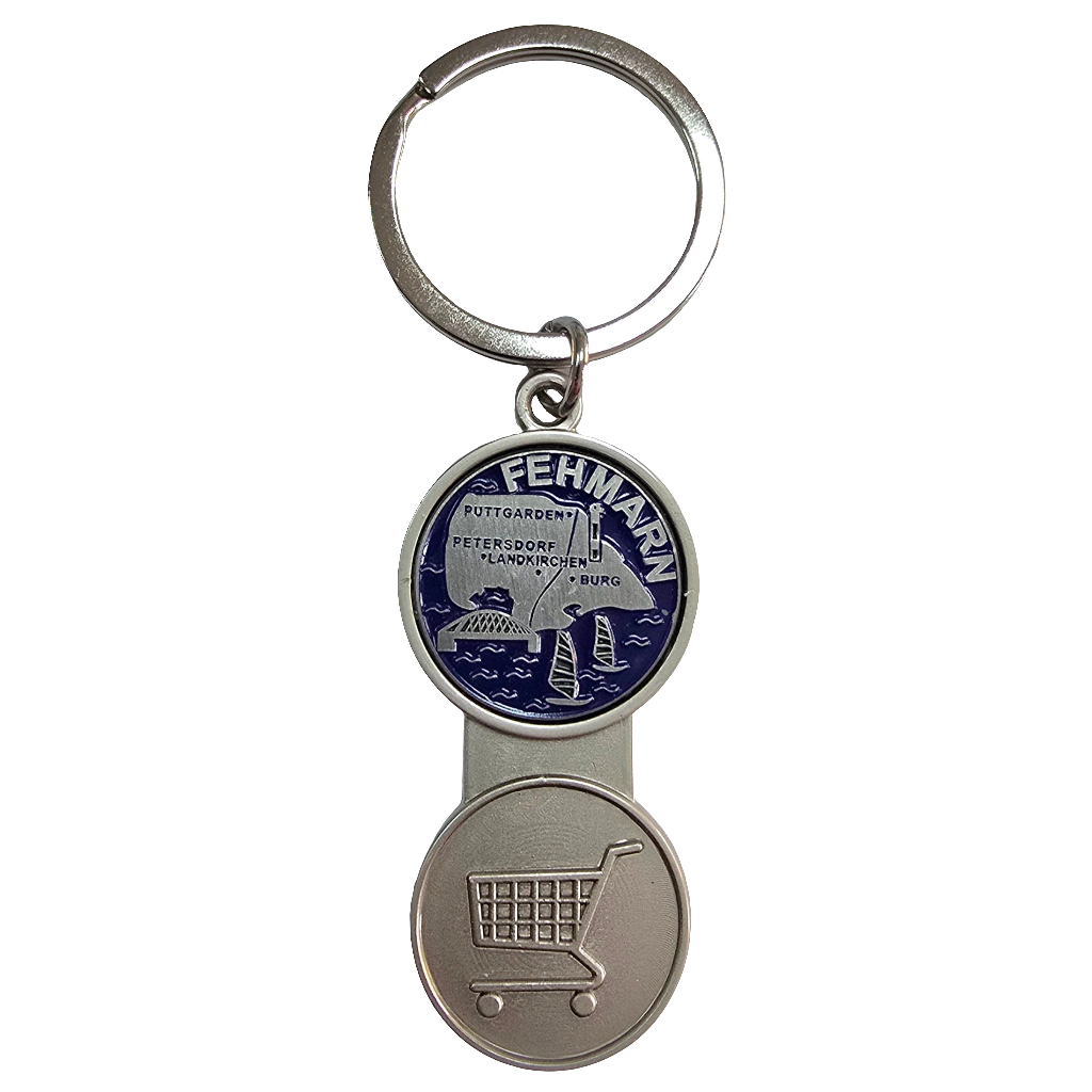 Schlüsselanhänger Einkaufwagenlöser blau Fehmarn Insel