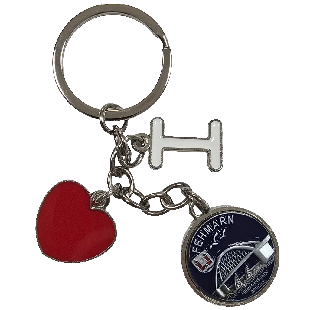 Schlüsselanhänger I Love blau Fehmarn Brücke