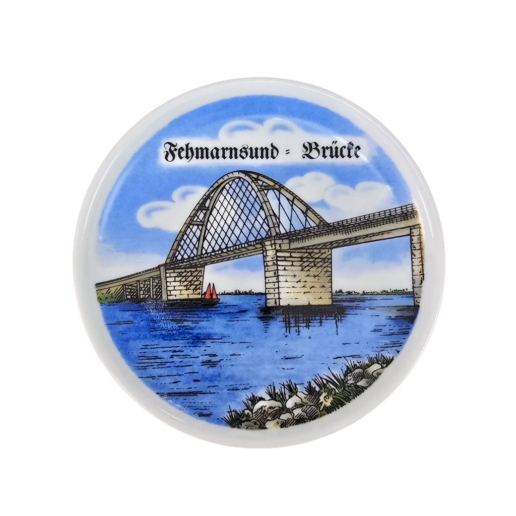 Zierteller / Untersetzer 10cm Fehmarnsundbrücke Porzellan