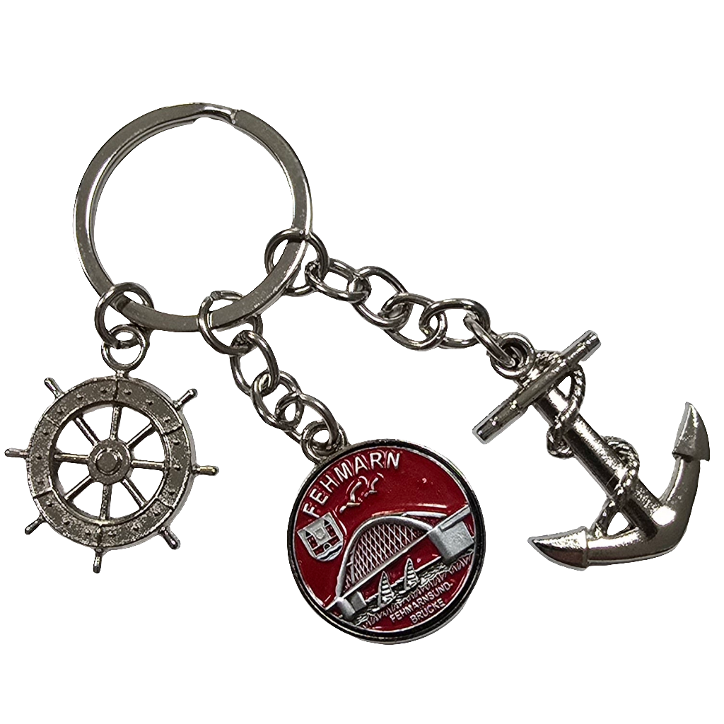 Schlüsselanhänger Anker Steuer rot Fehmarn Brücke