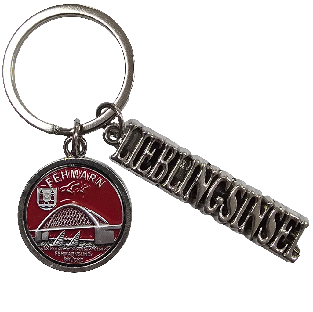 Schlüsselanhänger Lieblingsinsel rot Fehmarn Brücke