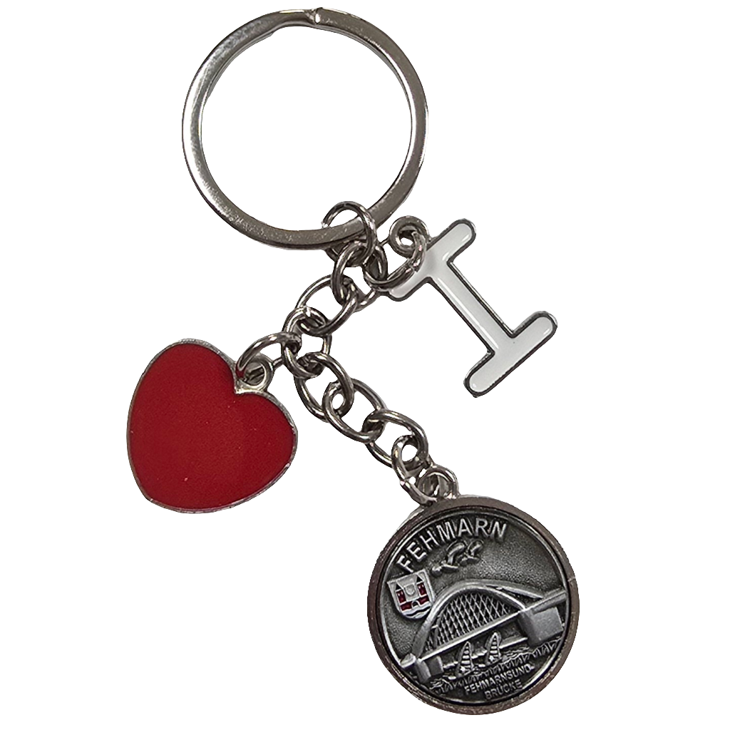 Schlüsselanhänger I Love silber Fehmarn Brücke