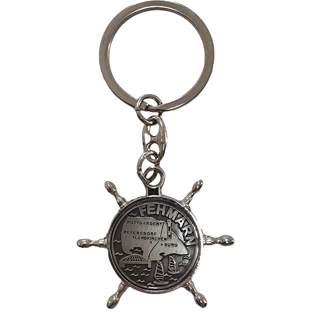 Schlüsselanhänger Steuerrad silber Fehmarn Insel