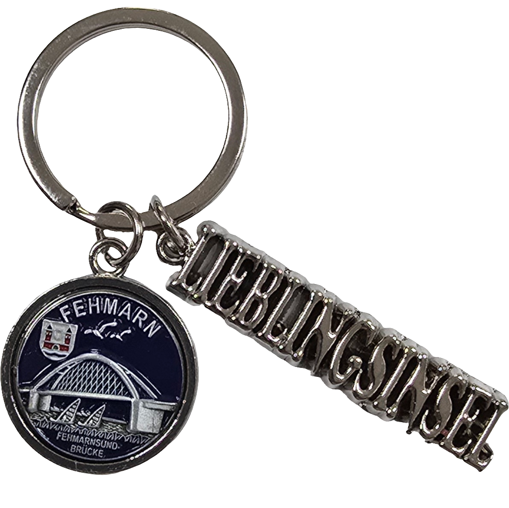 Schlüsselanhänger Lieblingsinsel blau Fehmarn Brücke