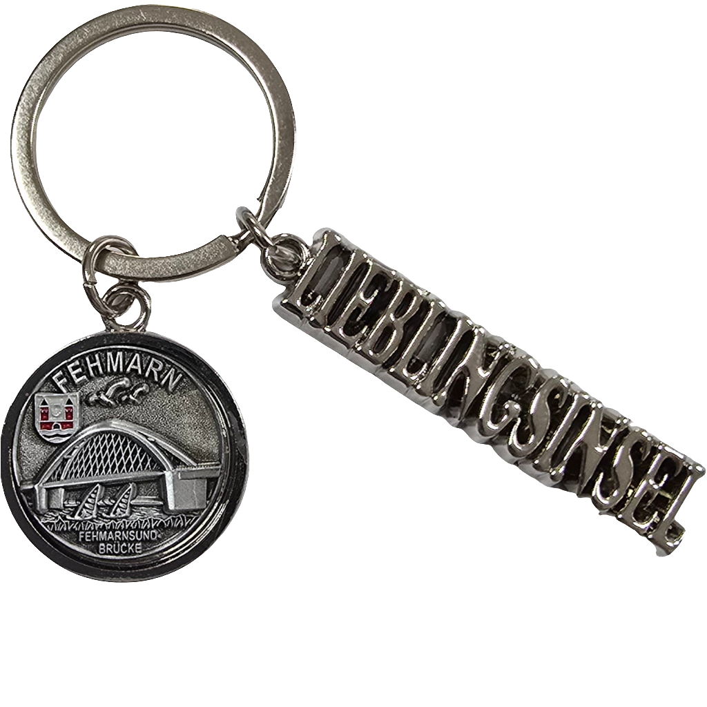 Schlüsselanhänger Lieblingsinsel silber Fehmarn Brücke