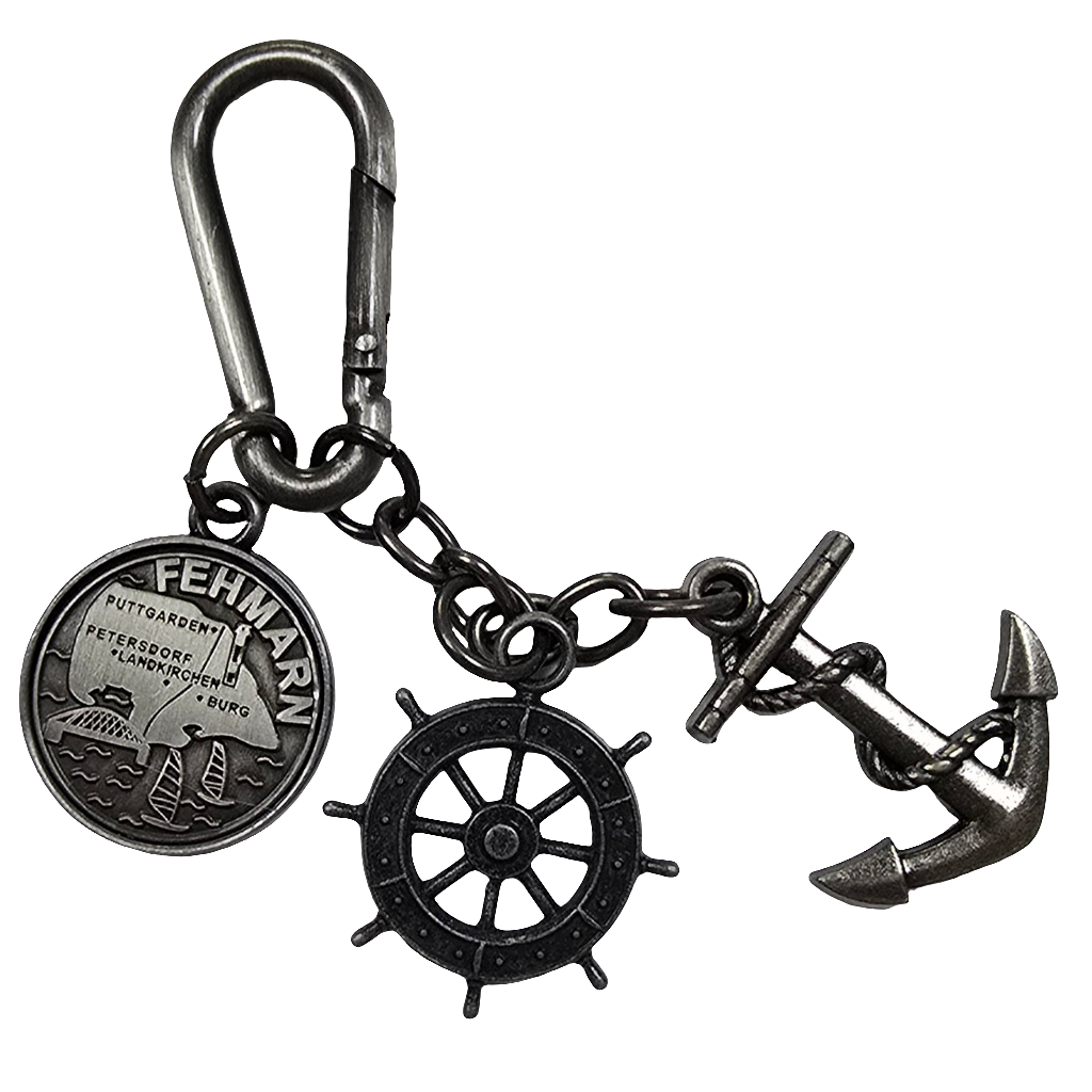 Schlüsselanhänger Anker Steuer antik silber Fehmarn Insel