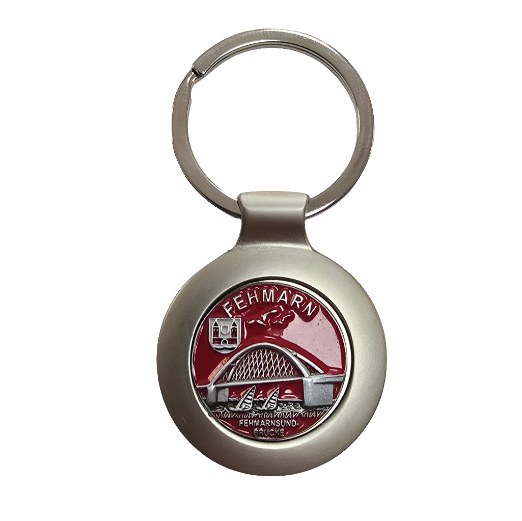 Schlüsselanhänger rund rot Fehmarn Brücke