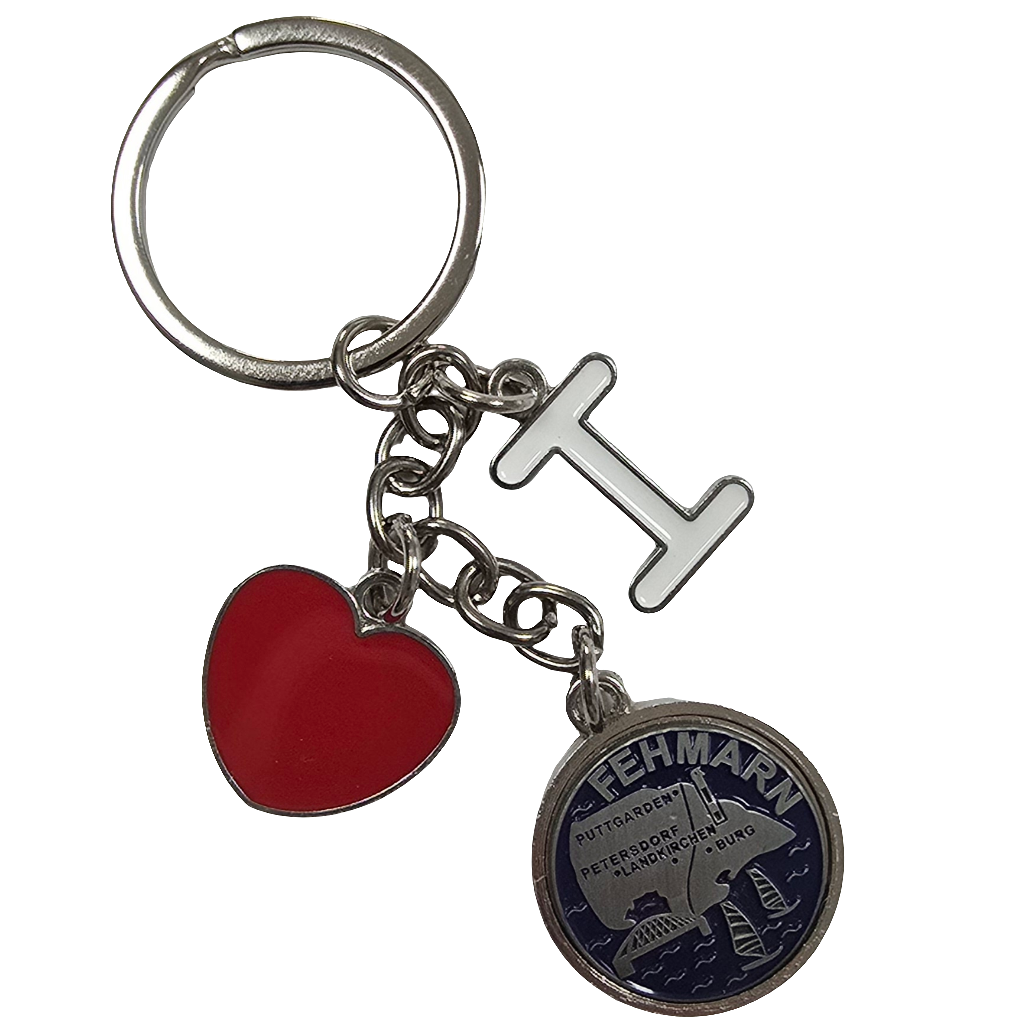 Schlüsselanhänger I Love blau Fehmarn Insel