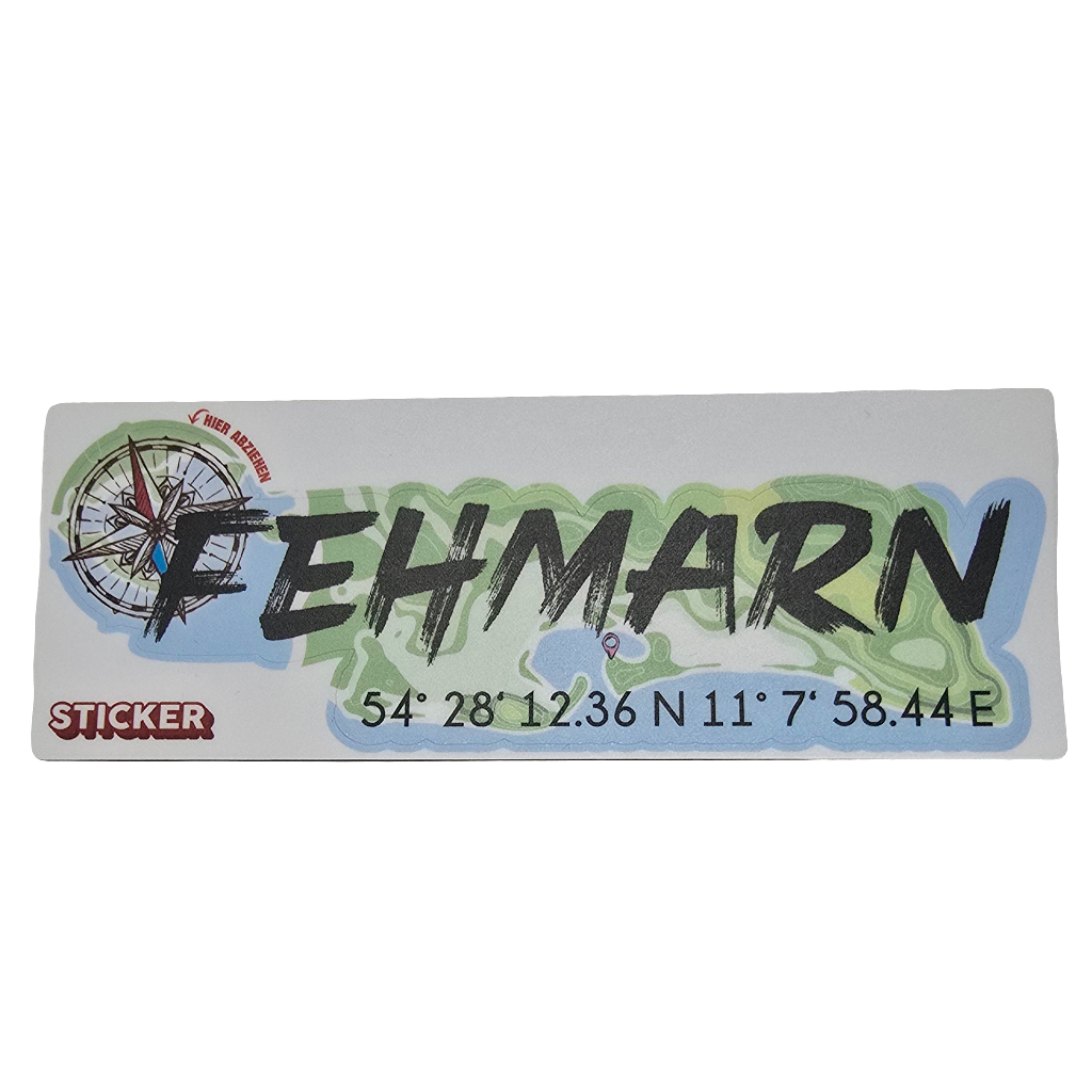 Aufkleber Fehmarn Koordinaten bunt