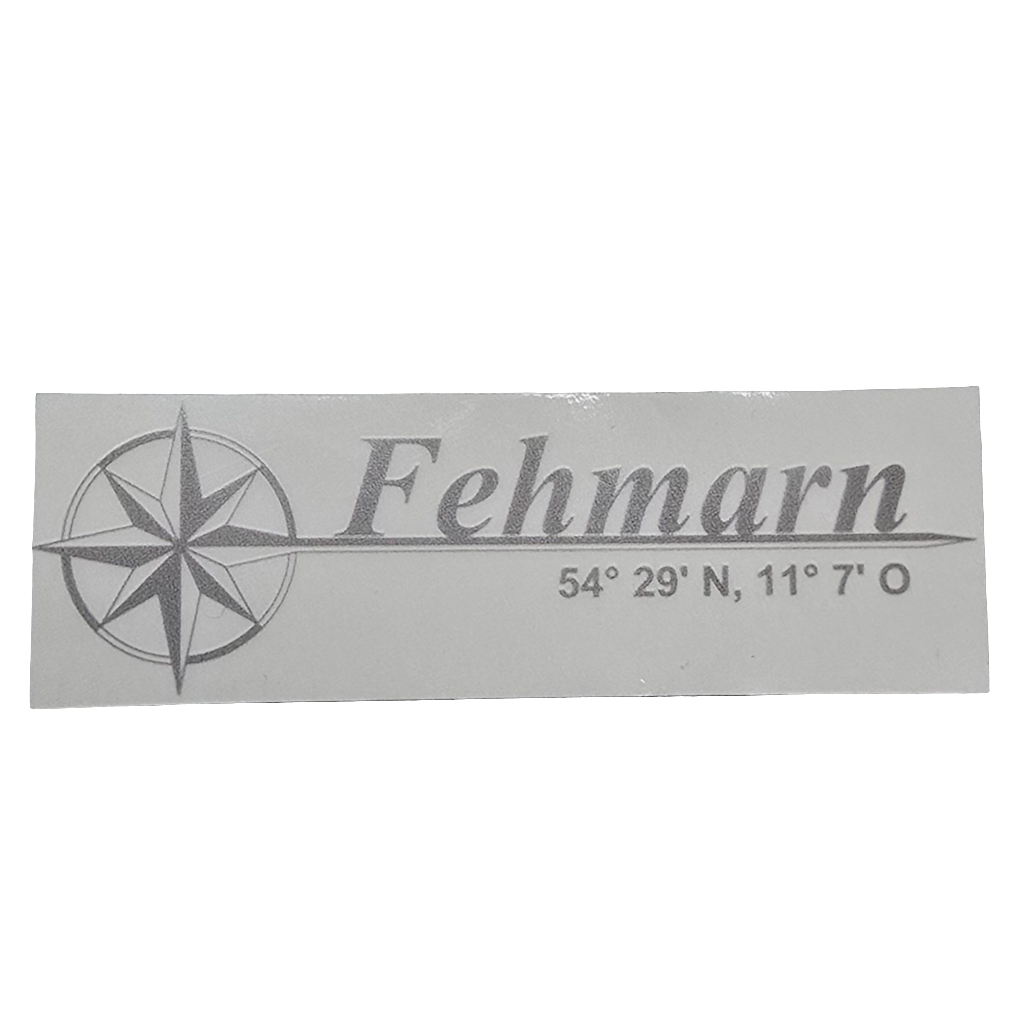 Aufkleber Fehmarn Koordinaten silber