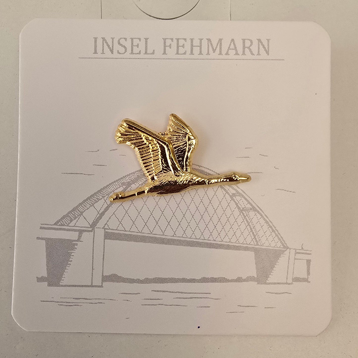 Ansteck Pin Kranich goldfarben