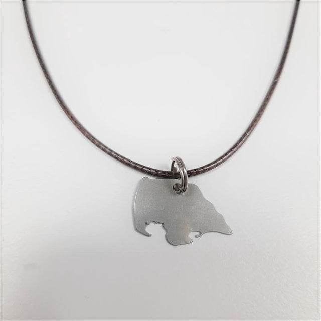 Halskette mit EdelstahlAnhänger Fehmarn Inselform