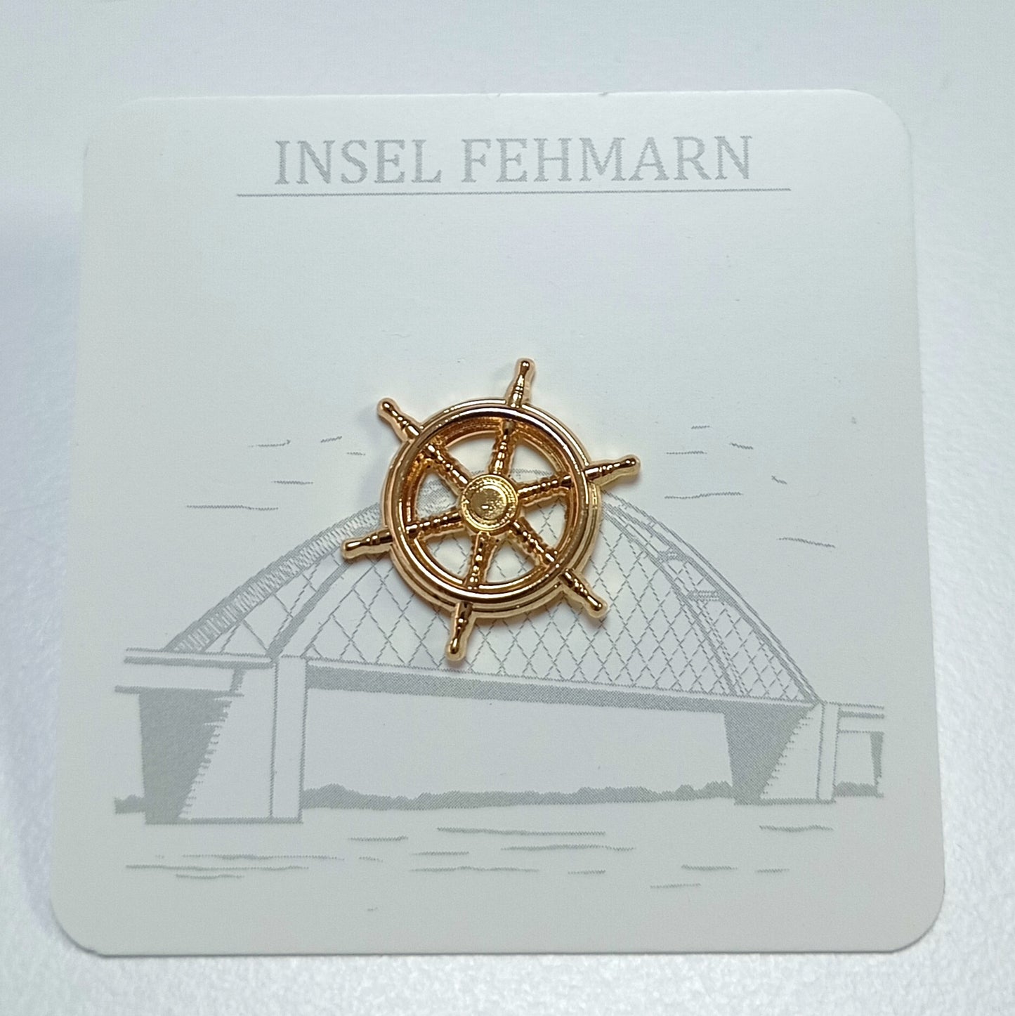 Ansteck Pin Steuerrad goldfarben groß