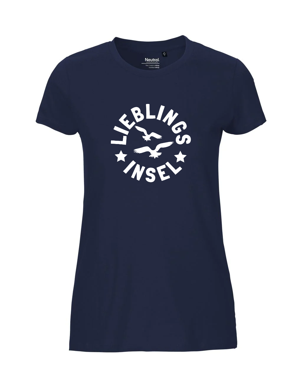 Tshirt | Lieblingsinsel mit Möwen rund | Damen