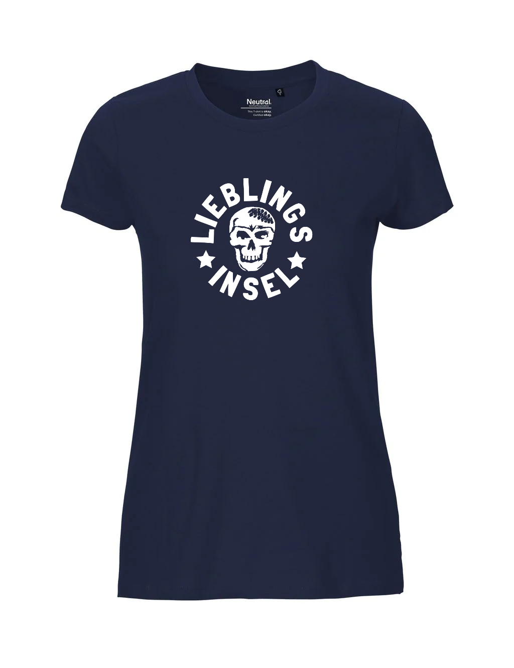 Tshirt | Lieblingsinsel mit Totenkopf rund | Damen