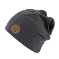 Beanie Mütze mit Fehmarn Patch dunkelgrau meliert