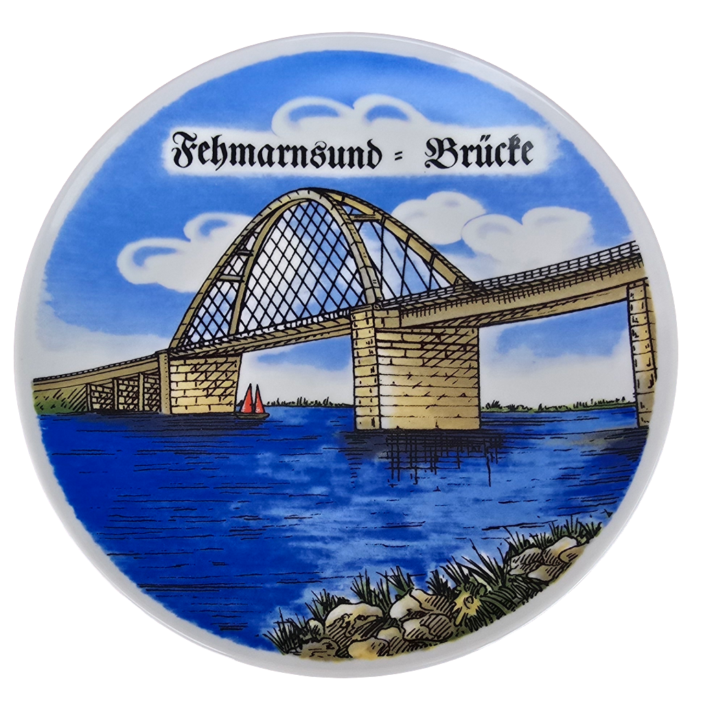Zierteller / Kuchenteller 19cm Fehmarnsundbrücke Porzellan
