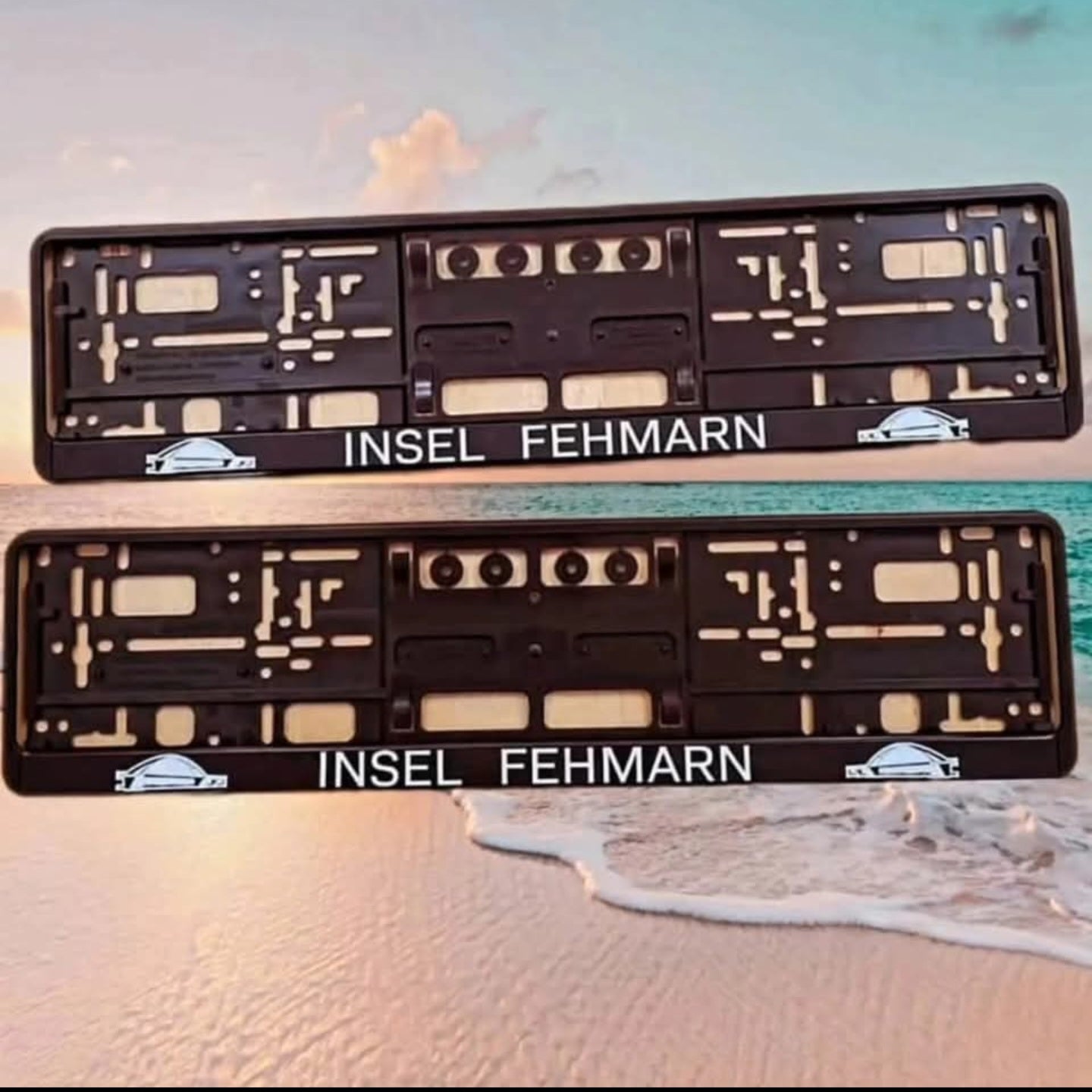 Kennzeichenhalter Insel Fehmarn mit Brückenmotiv - maritimes Autozubehör vom Lieblingsinsel Shop