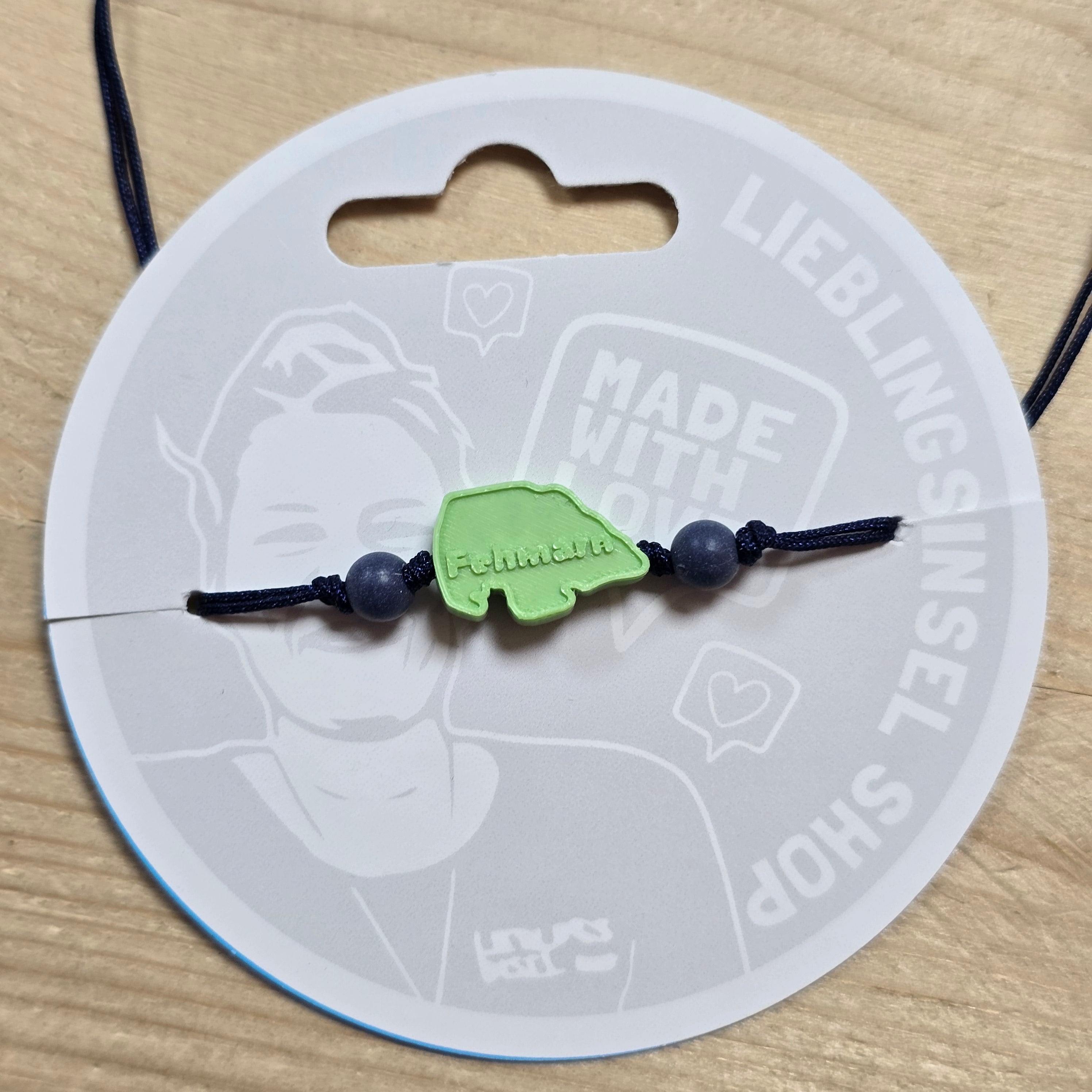 3d-Armband Insel mit Schrift Fehmarn | grün IV