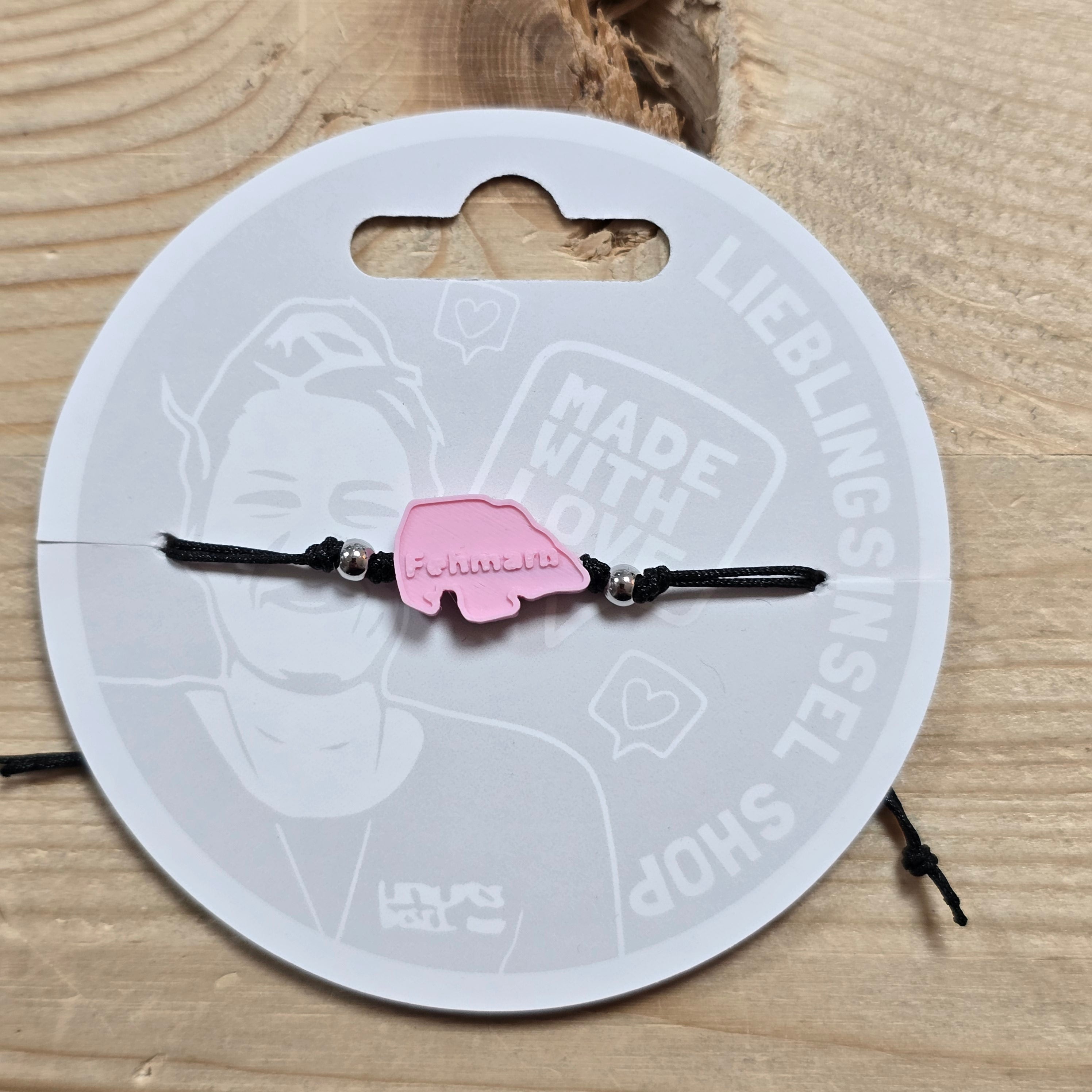 3d-Armband Insel mit Schrift Fehmarn | rosa
