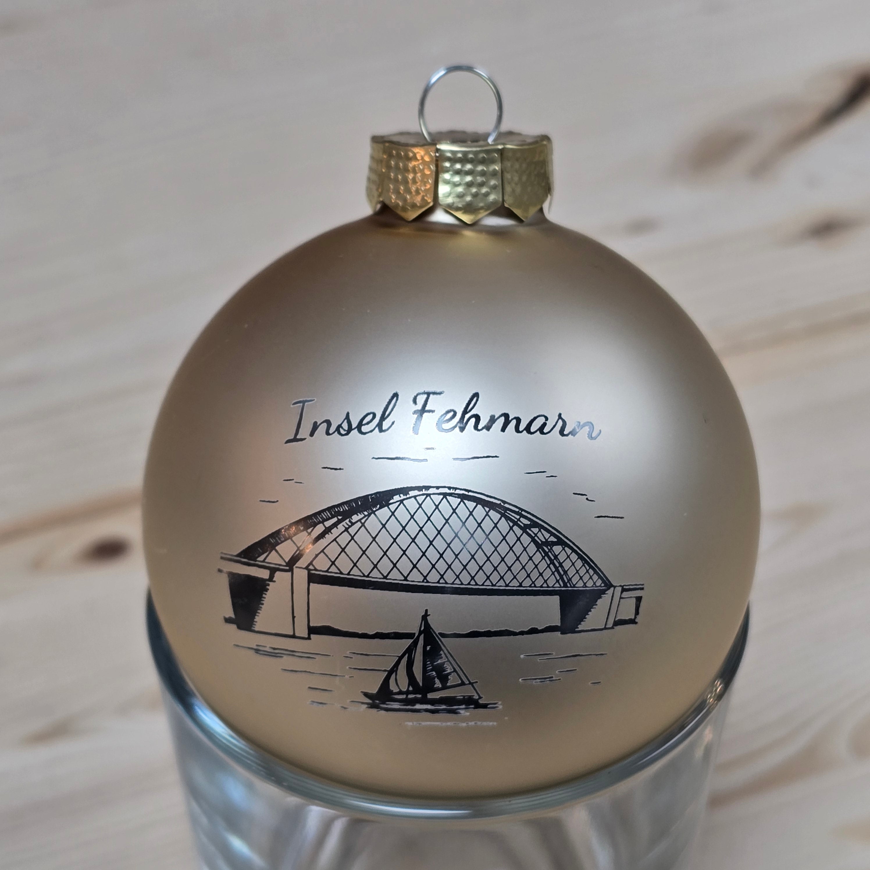 Weihnachtskugel | champagner | Fehmarn Brücke I