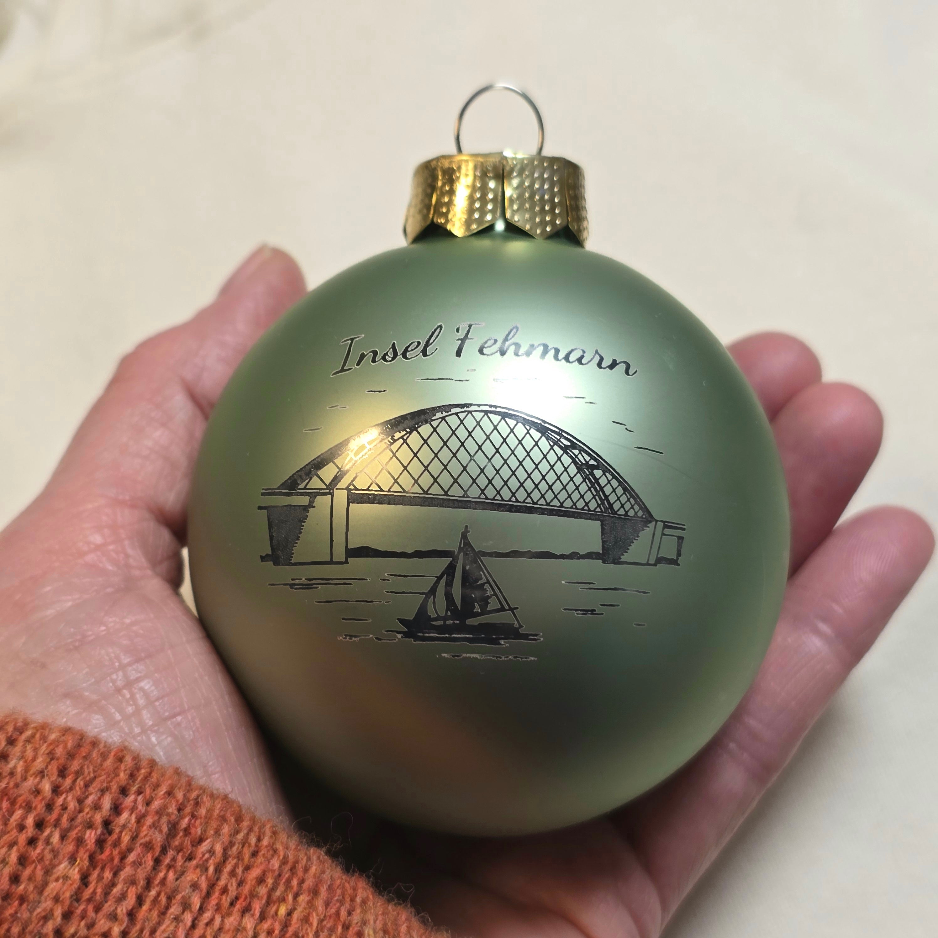 Weihnachtskugel | salbeigrün | Fehmarn Brücke I