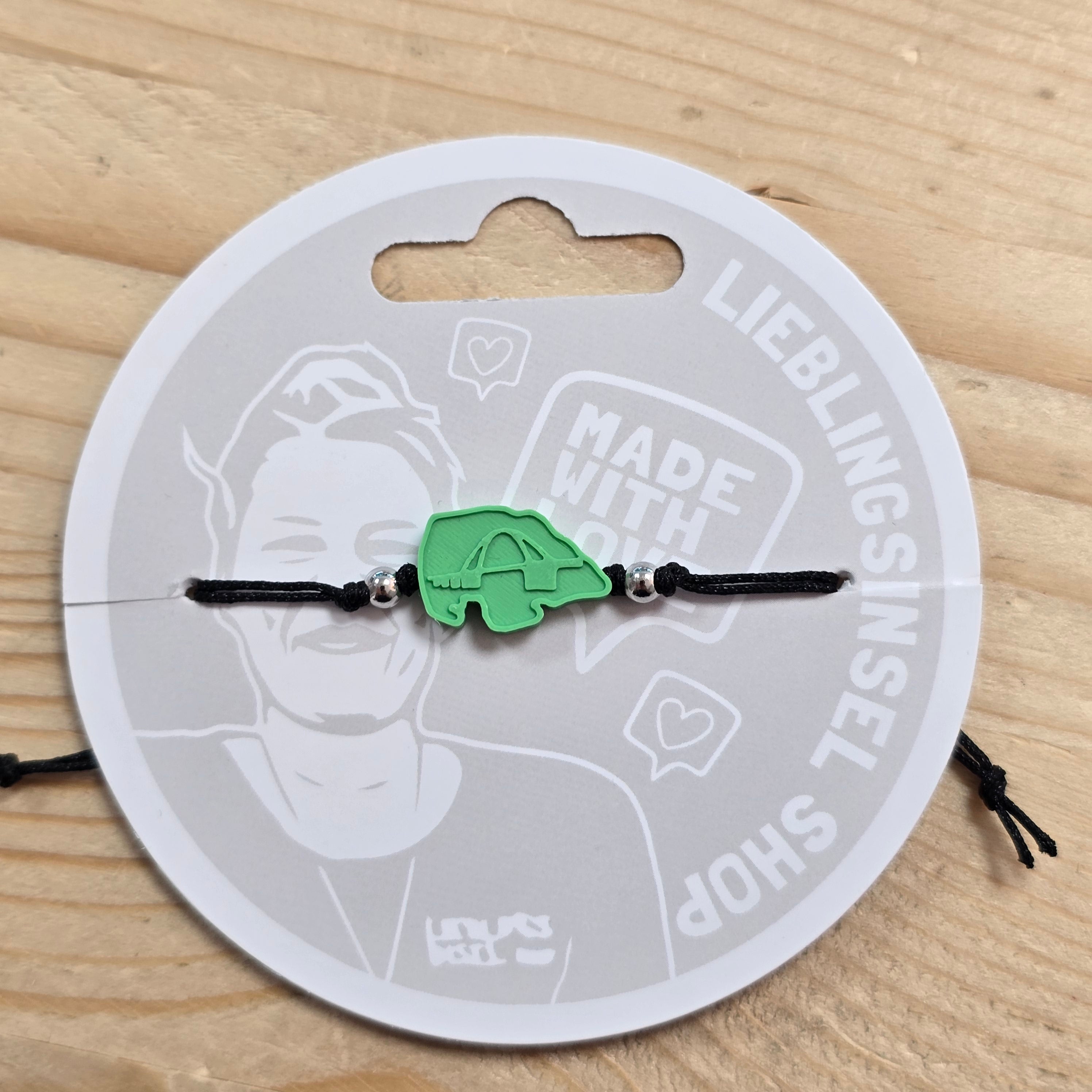 3d-Armband Insel mit Fehmarnsundbrücke | grasgrün