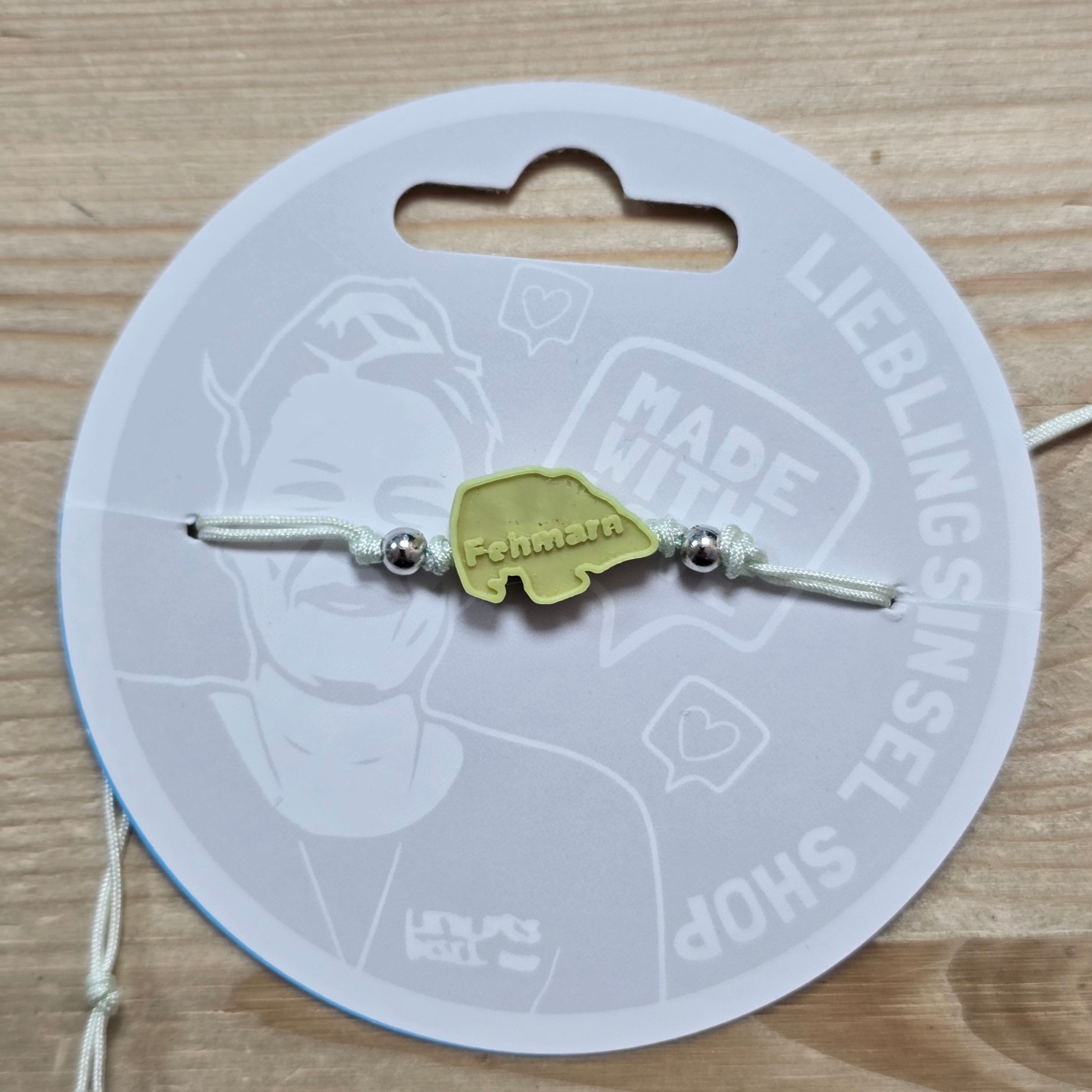 3d-Armband Insel mit Schrift Fehmarn | gelb II