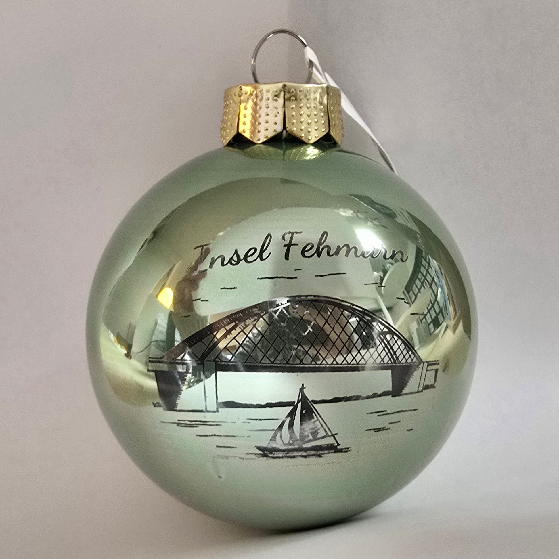Weihnachtskugel | salbeigrün | Fehmarn Brücke I