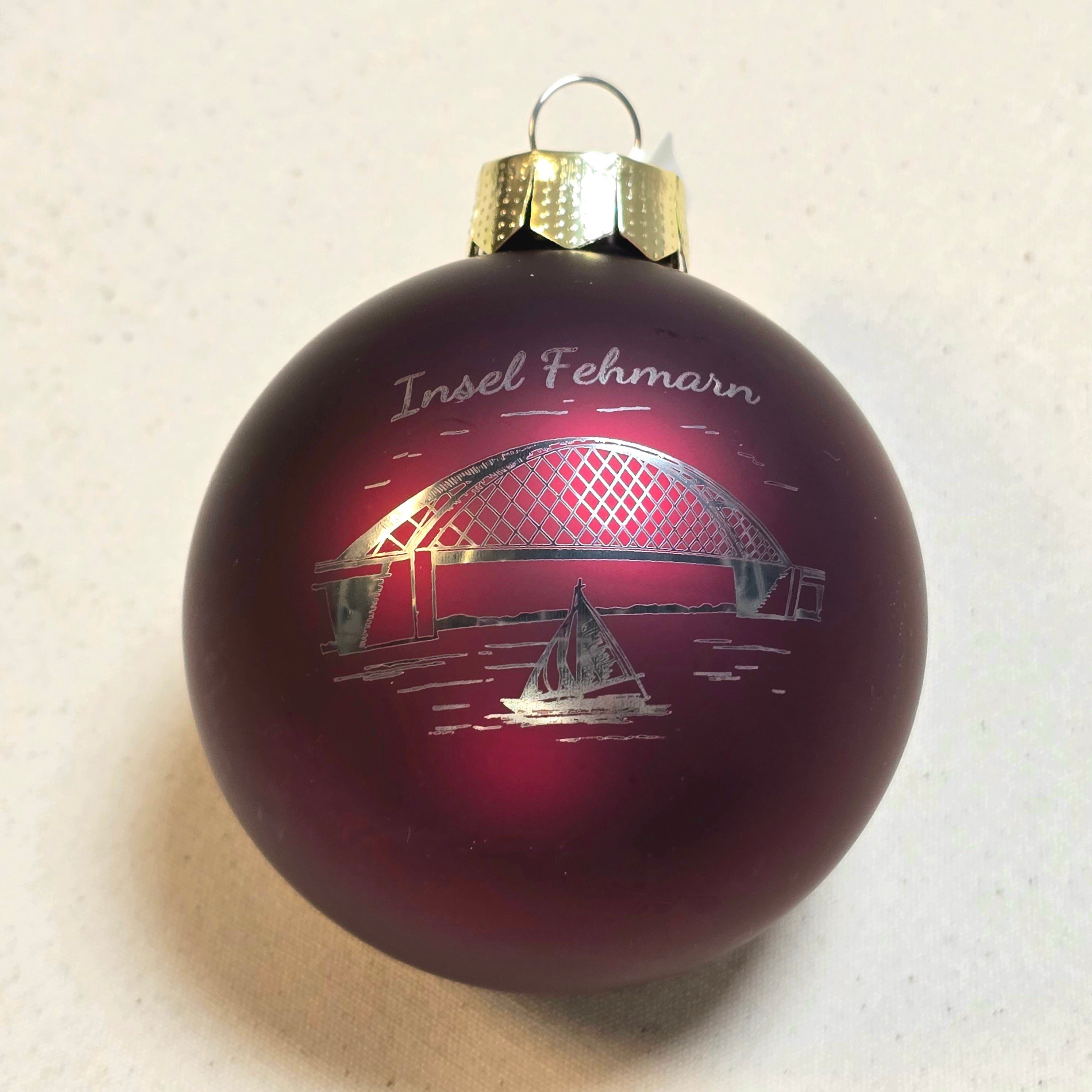 Weihnachtskugel | bordeaux rot | Fehmarn Brücke I