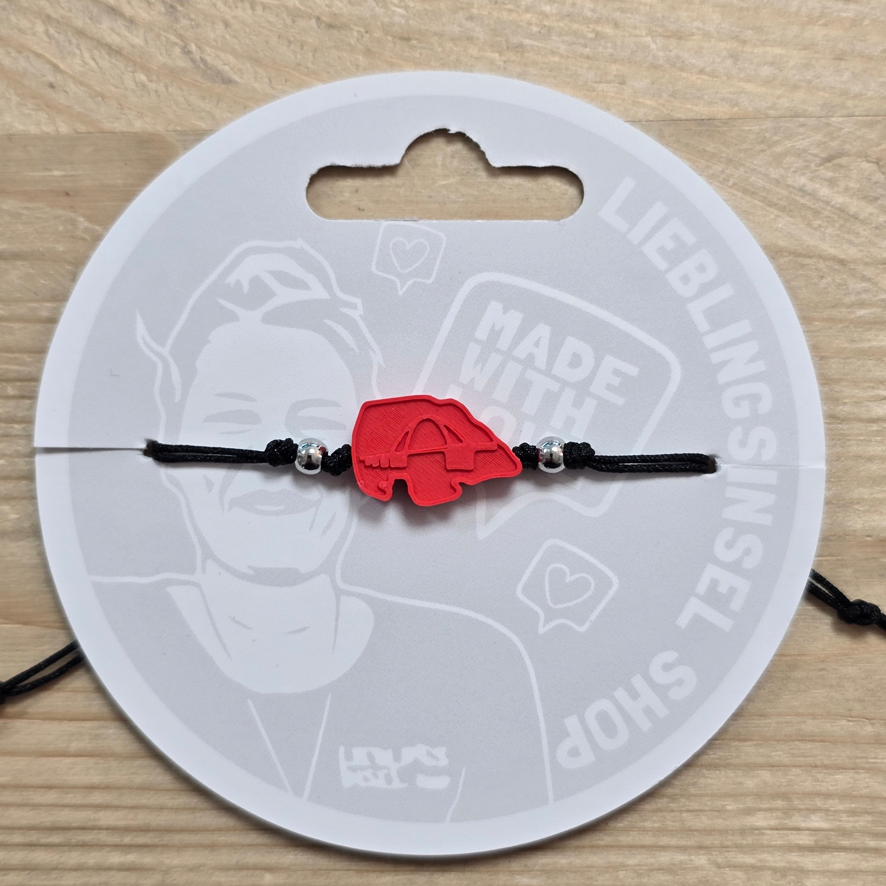 3d-Armband Insel mit Fehmarnsundbrücke | hellrot
