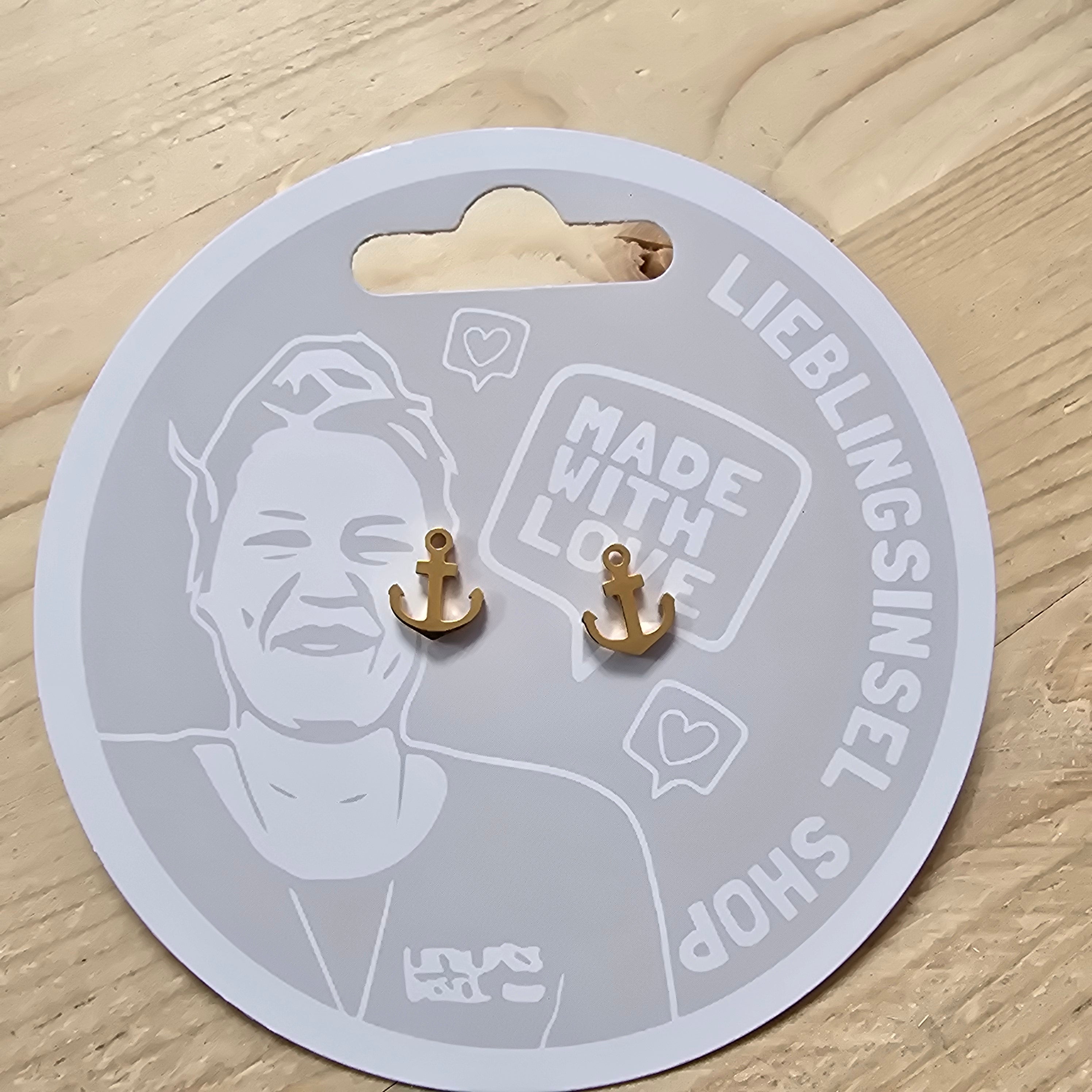 Ohrstecker Anker Edelstahl goldfarben