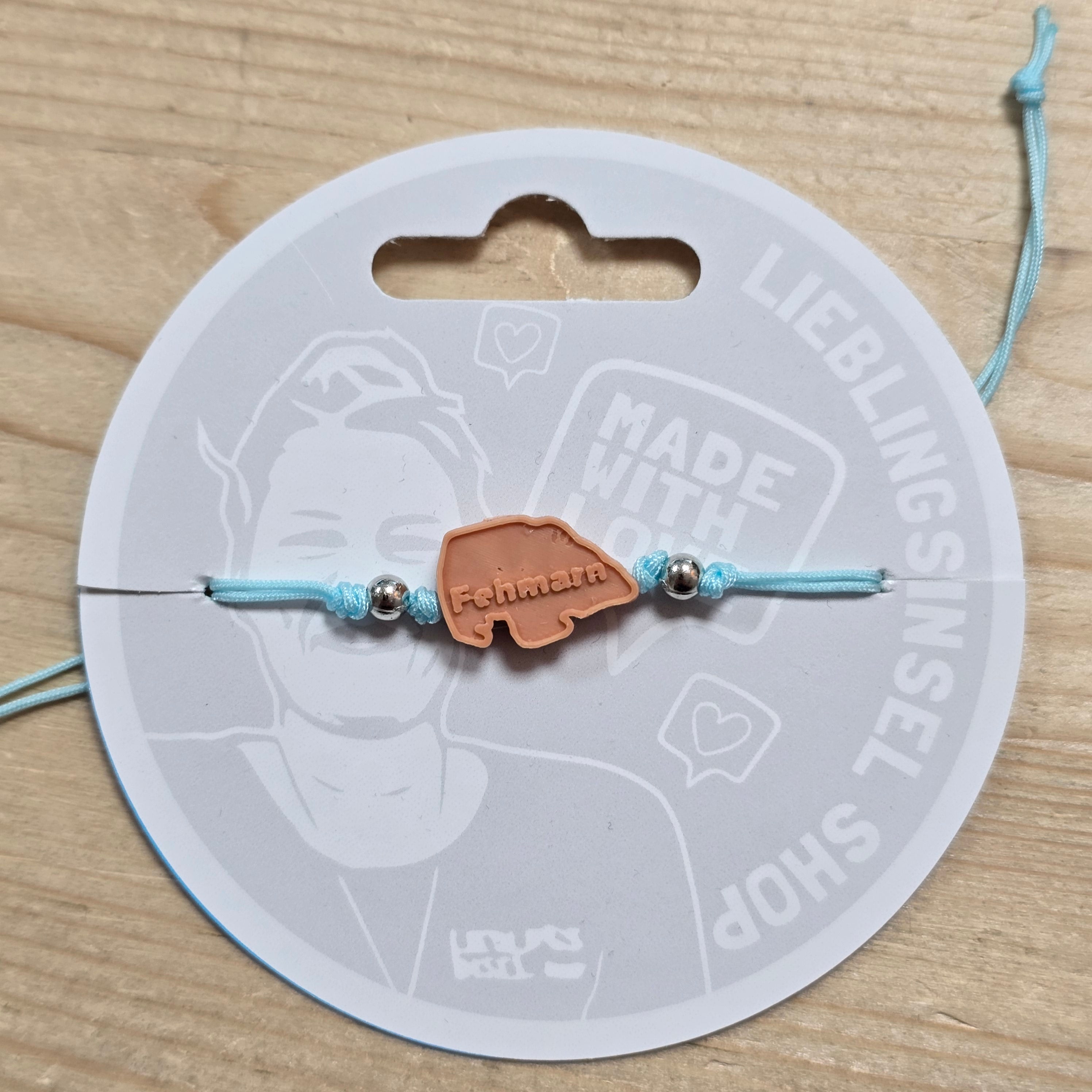 3d-Armband Insel mit Schrift Fehmarn | orange IIII