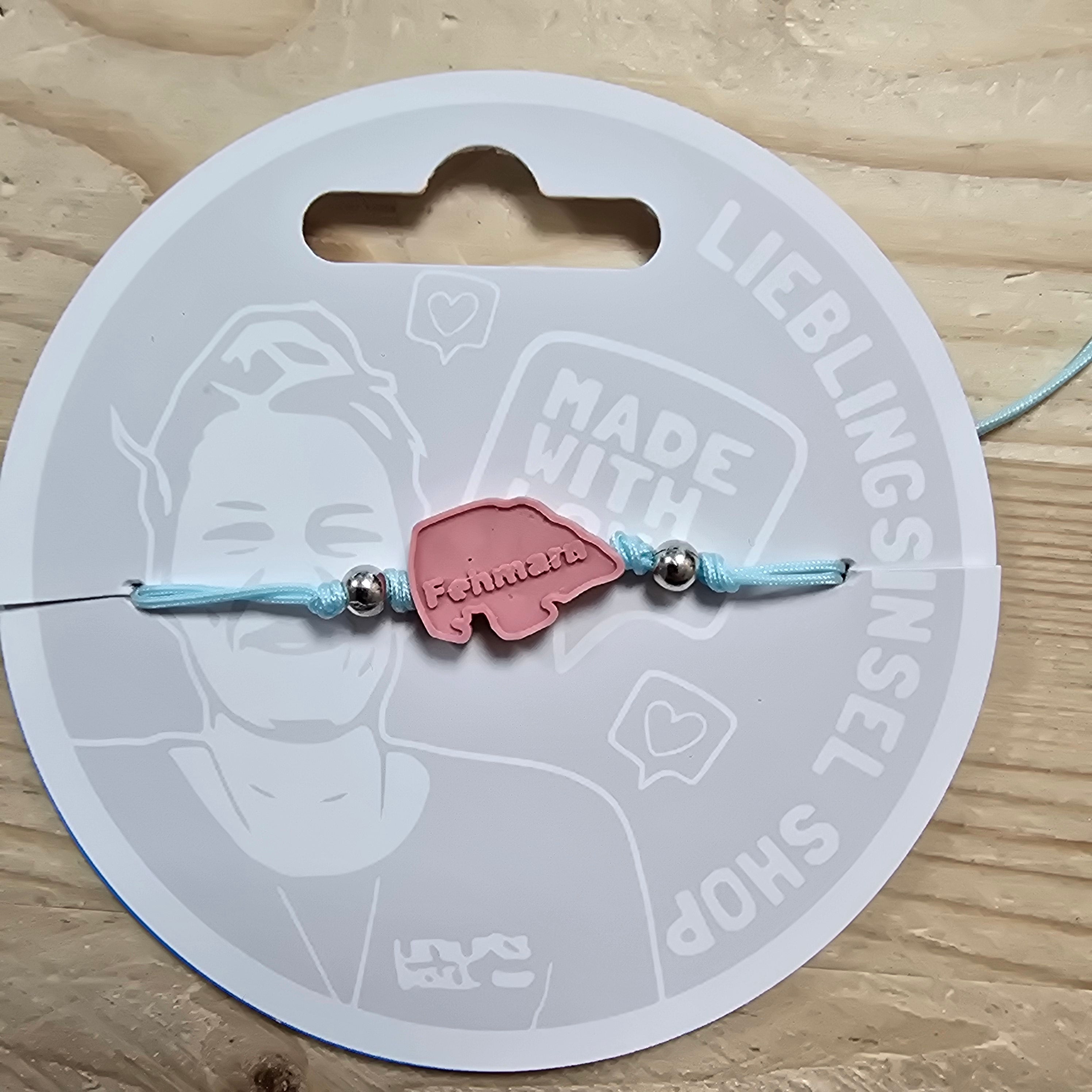 3d-Armband Insel mit Schrift Fehmarn | rosa II