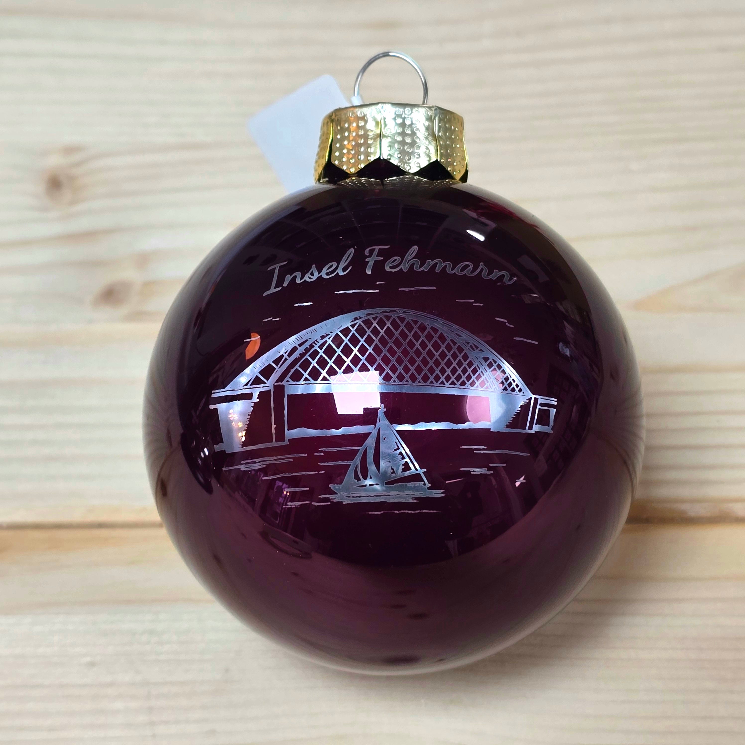 Weihnachtskugel | bordeaux rot | Fehmarn Brücke I