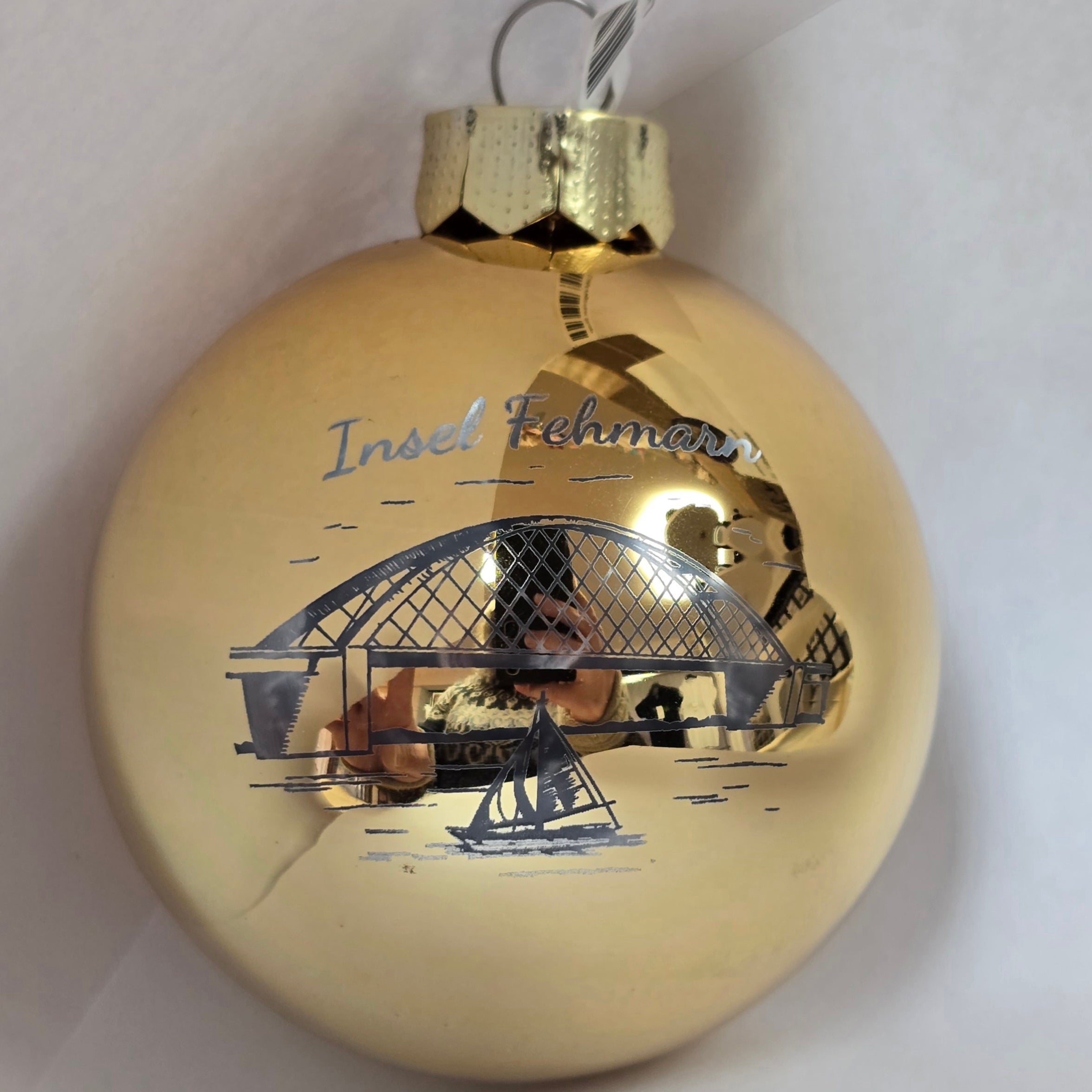 Weihnachtskugel | gold | Fehmarn Brücke I