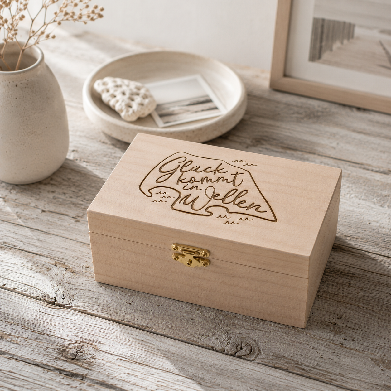 Holzbox Glück kommt in Wellen