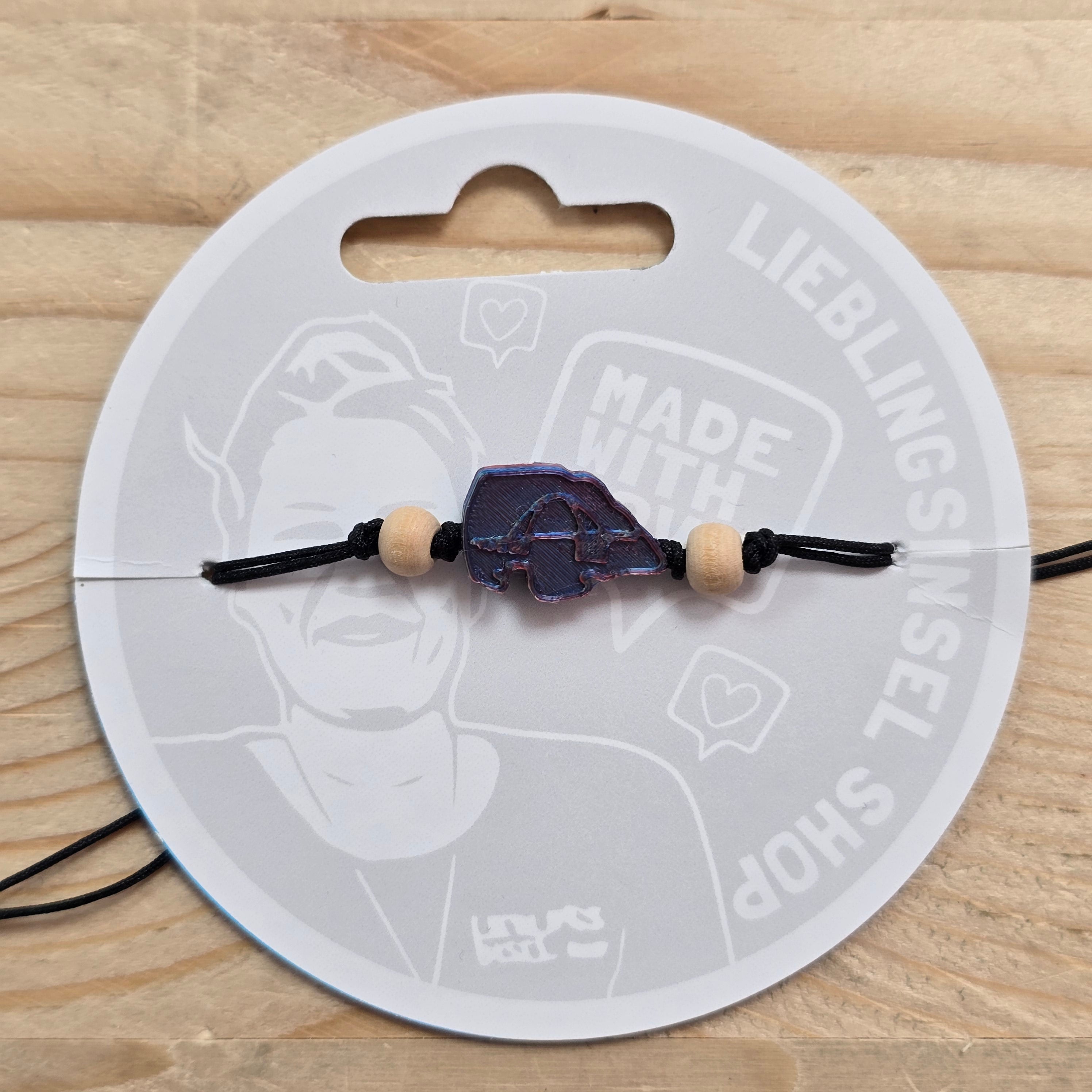 3d-Armband Insel mit Fehmarnsundbrücke | blau II