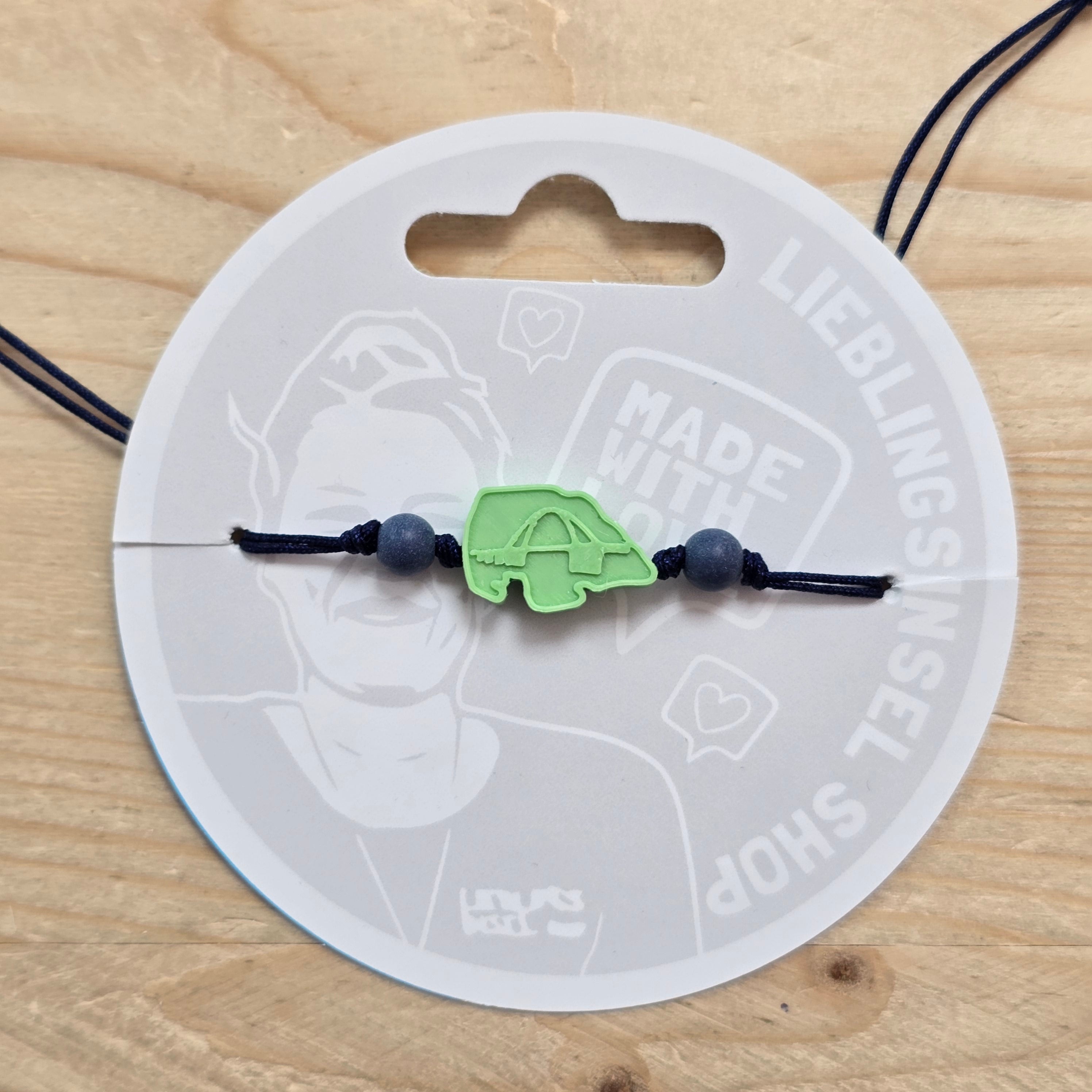 3d-Armband Insel mit Fehmarnsundbrücke | grün II