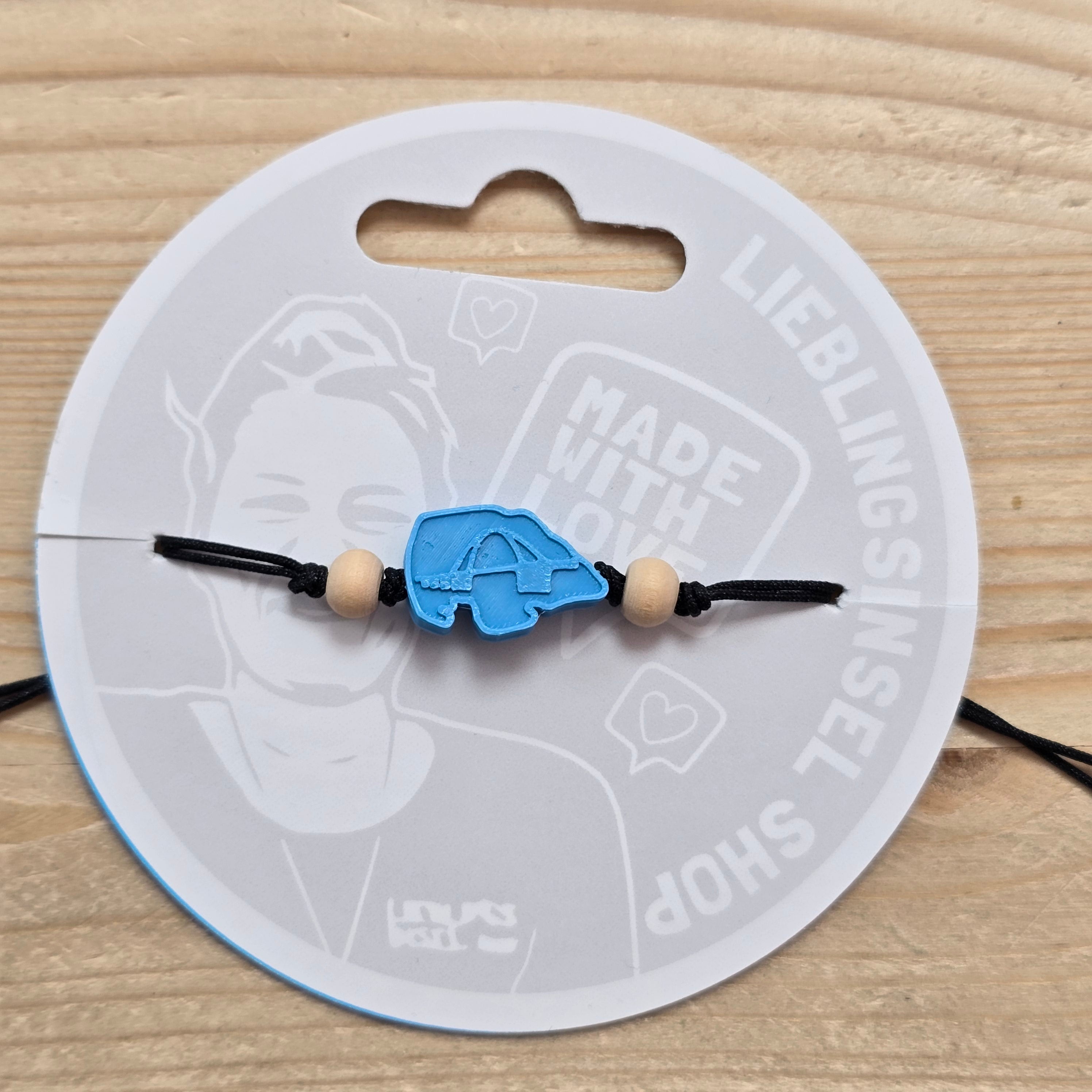 3d-Armband Insel mit Fehmarnsundbrücke | blau I