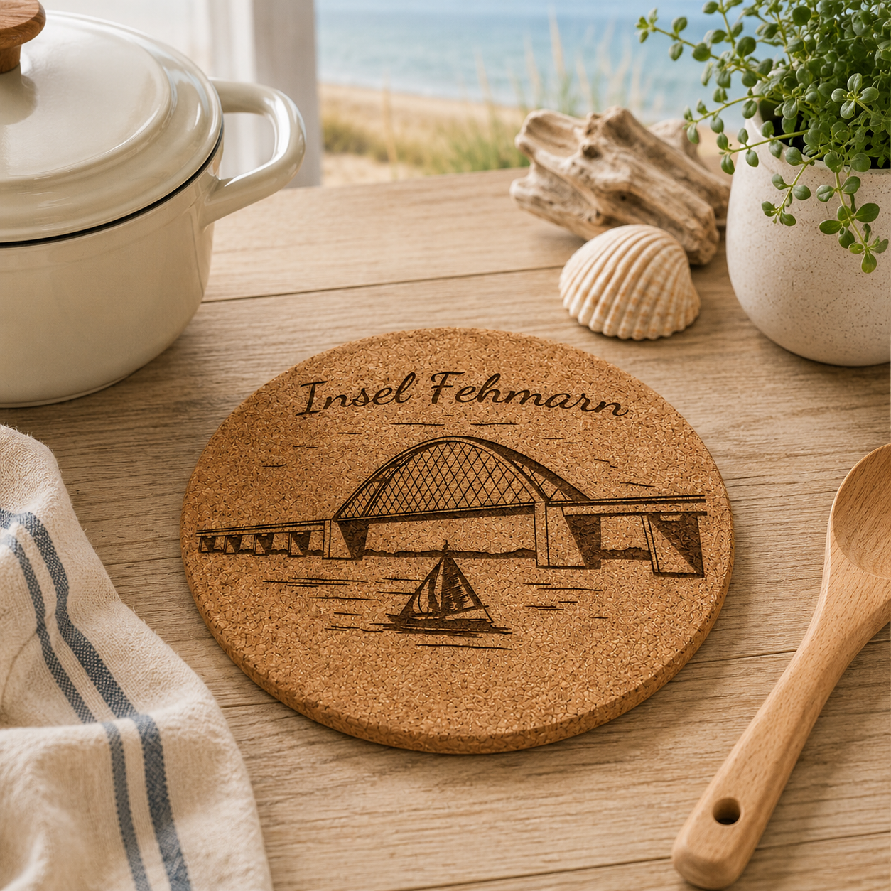 Kork Topfuntersetzer 19cm | Fehmarnsundbrücke