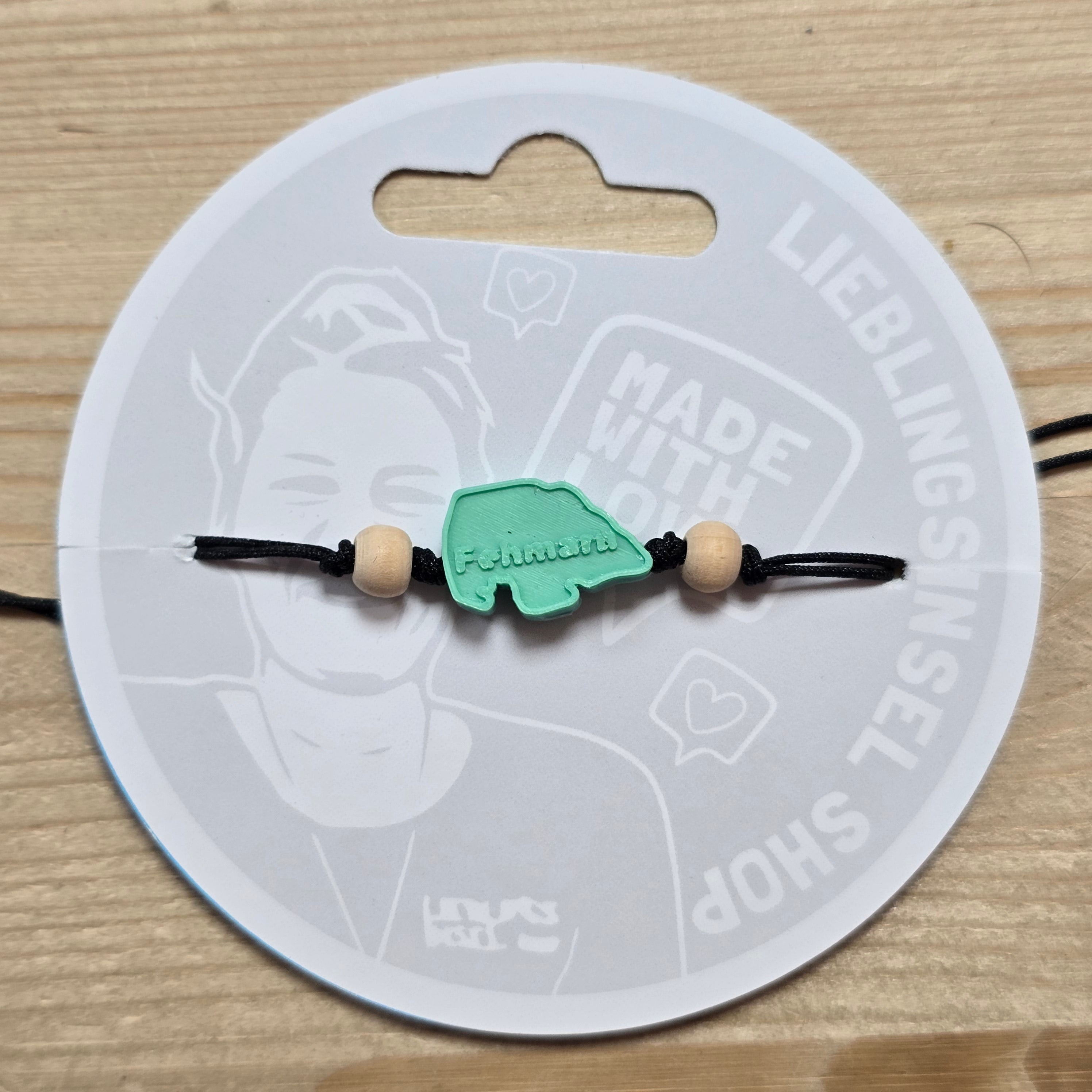 3d-Armband Insel mit Schrift Fehmarn | grün II
