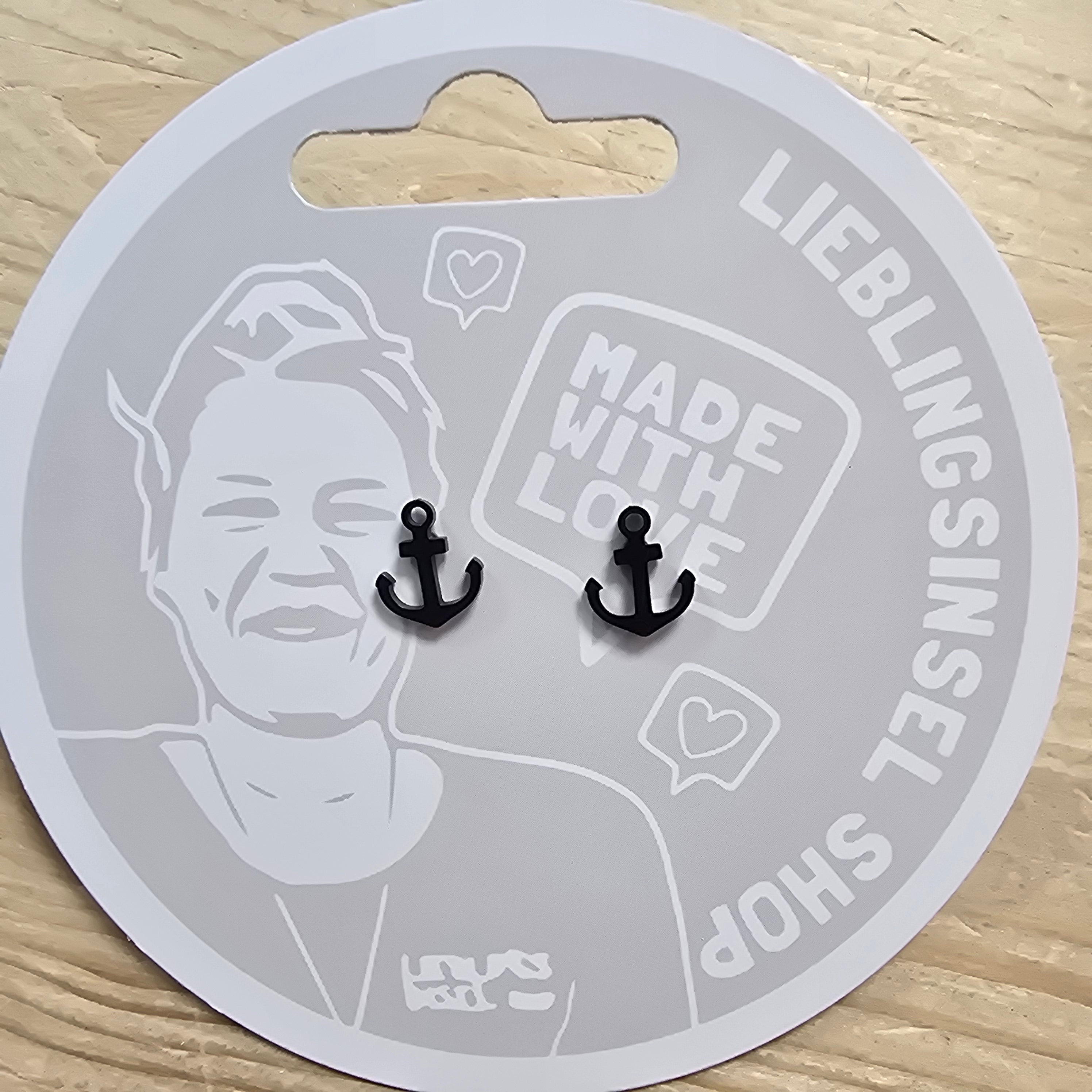 Ohrstecker Anker Edelstahl schwarz
