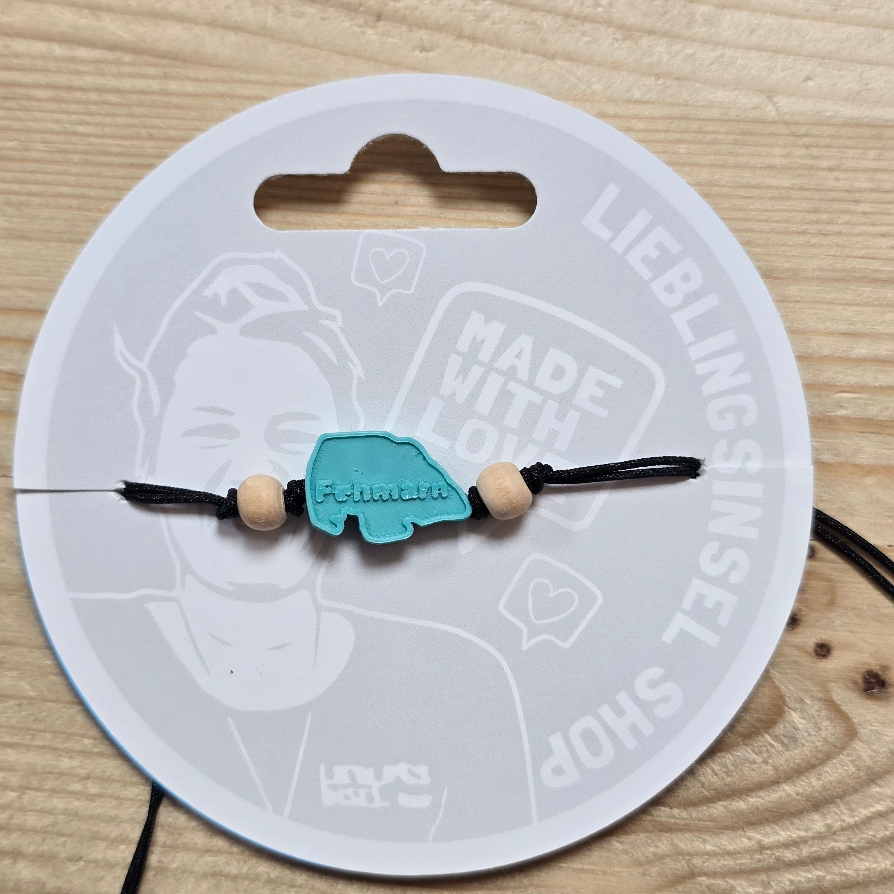 3d-Armband Insel mit Schrift Fehmarn | grün IIII